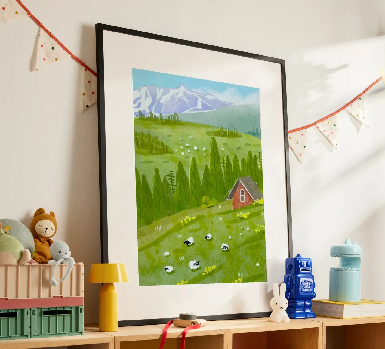 hills pasture window poster con telaio in plastica da Good days