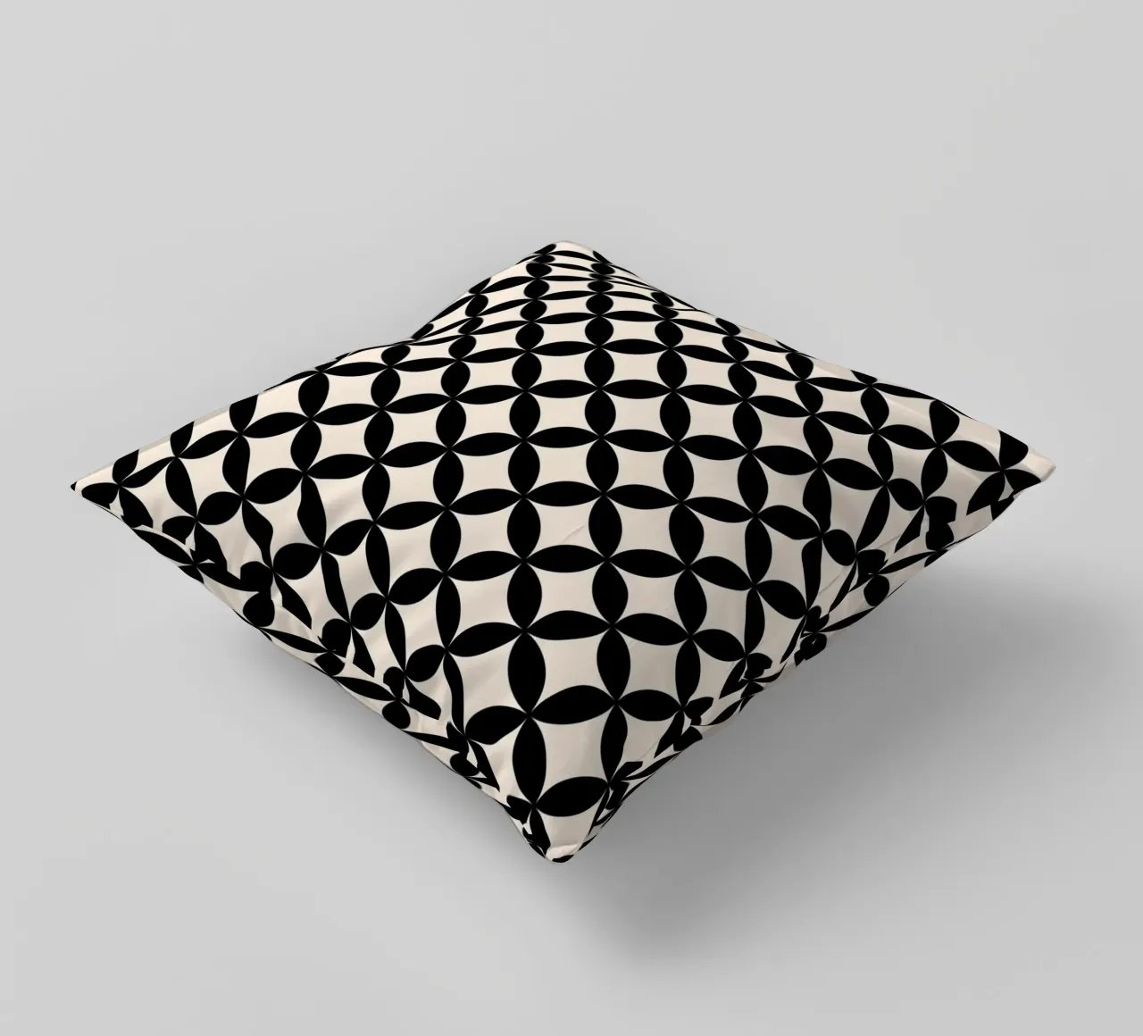 Minimal Basic Geometric Flower Pattern 2 | Nero su avorio cuscino da Beauty in Simplicity