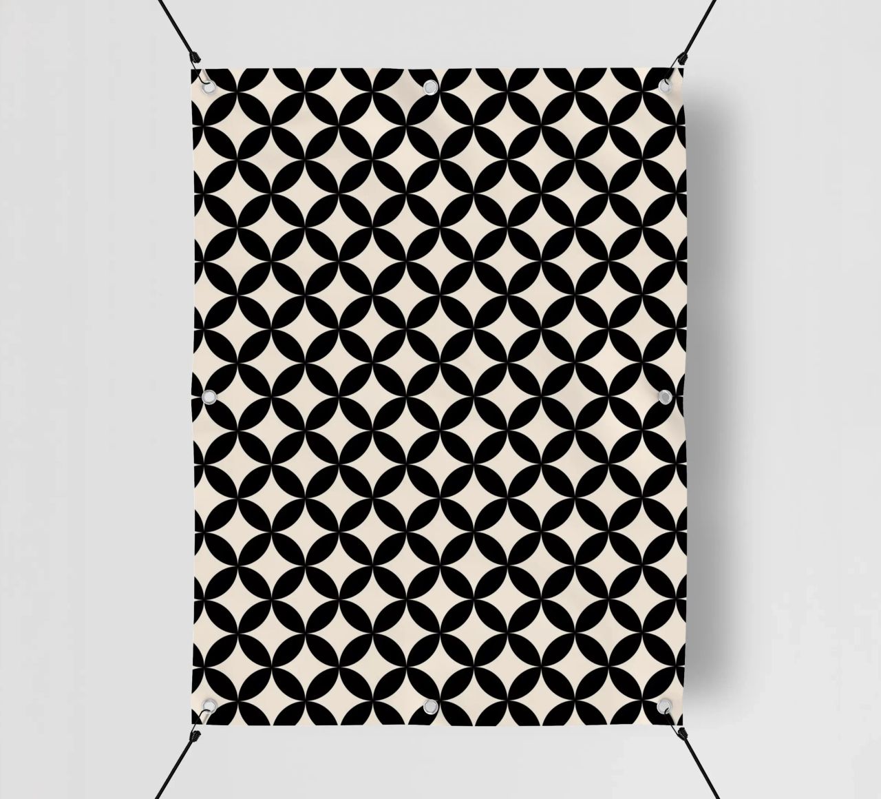 Minimal Basic Geometric Flower Pattern 2 | Nero su avorio telo in pvc da Beauty in Simplicity