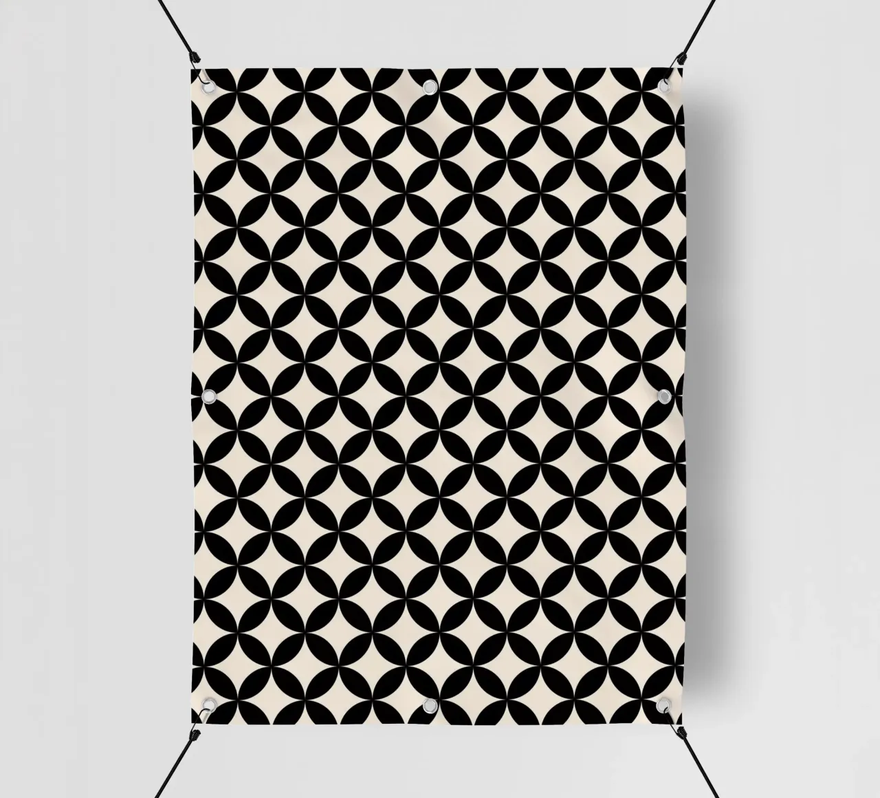 Minimal Basic Geometric Flower Pattern 2 | Nero su avorio telo in pvc da Beauty in Simplicity