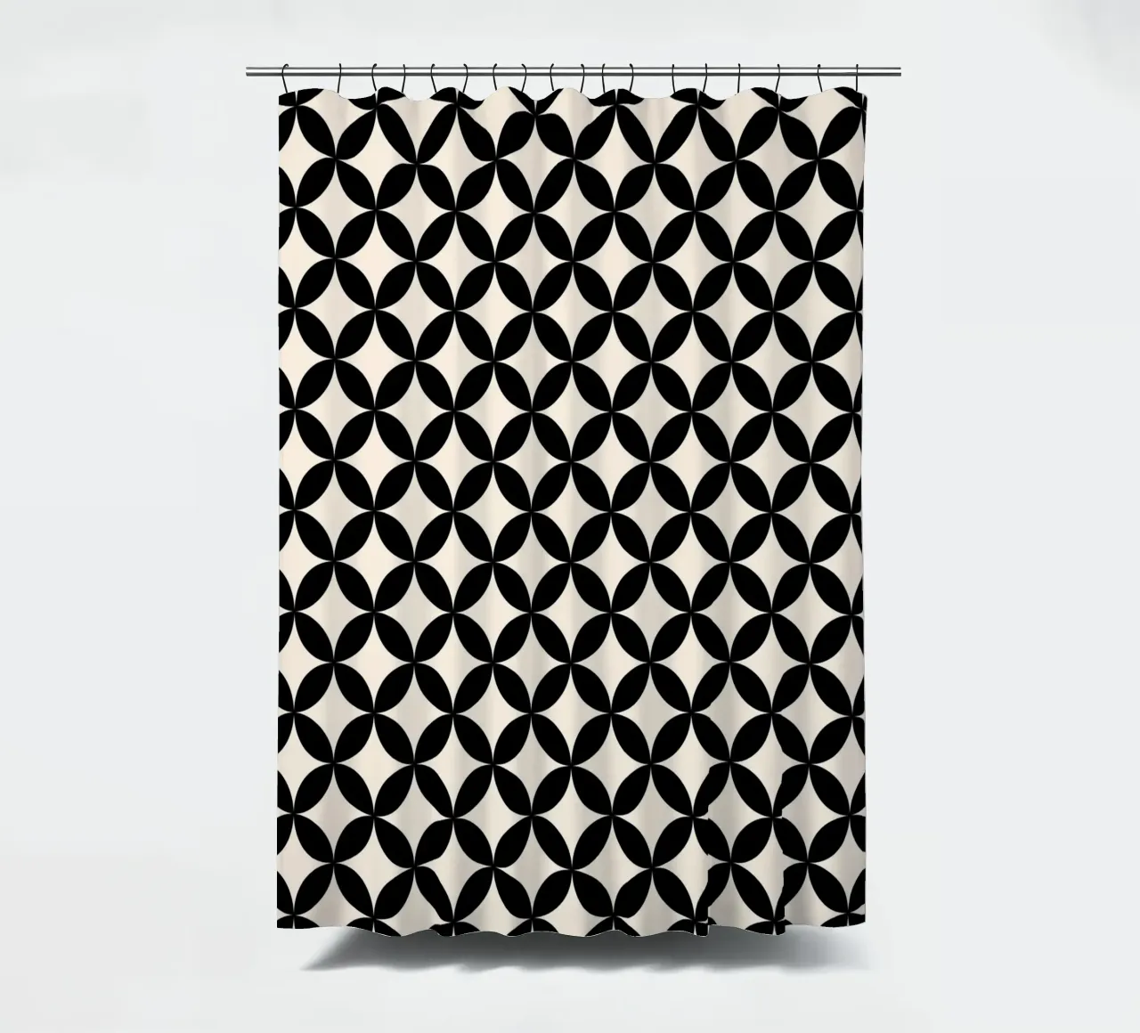 Minimal Basic Geometric Flower Pattern 2 | Nero su avorio tenda da doccia da Beauty in Simplicity
