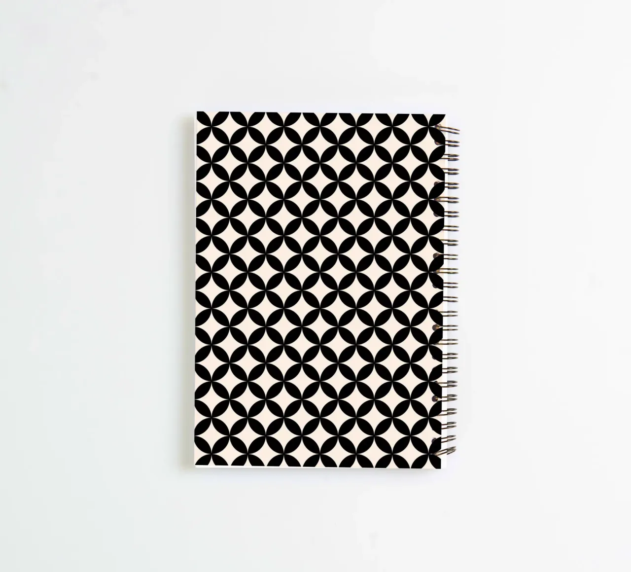 Minimal Basic Geometric Flower Pattern 2 | Black on Ivory spiral notebook by Beauty in Simplicity