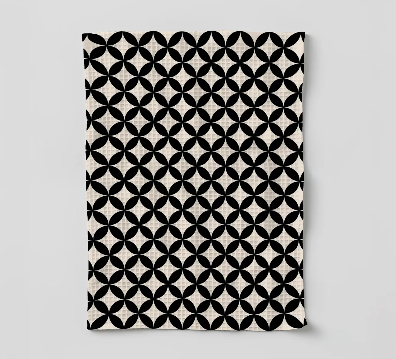 Minimal Basic Geometric Flower Pattern 2 | Nero su avorio canovaccio da cucina da Beauty in Simplicity