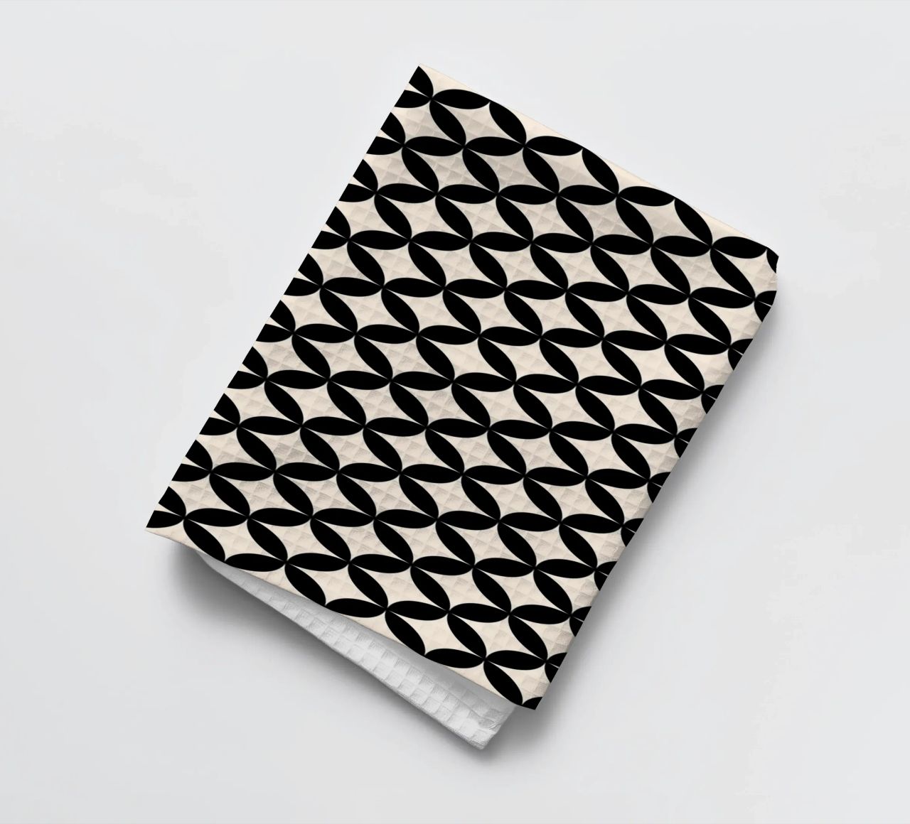 Minimal Basic Geometric Flower Pattern 2 | Nero su avorio canovaccio da cucina da Beauty in Simplicity