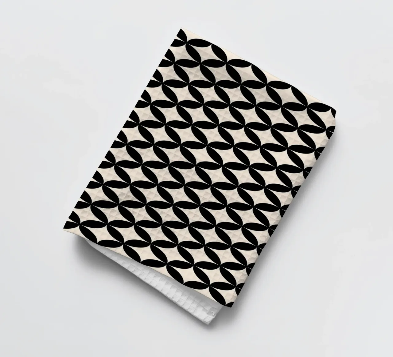 Minimal Basic Geometric Flower Pattern 2 | Nero su avorio canovaccio da cucina da Beauty in Simplicity