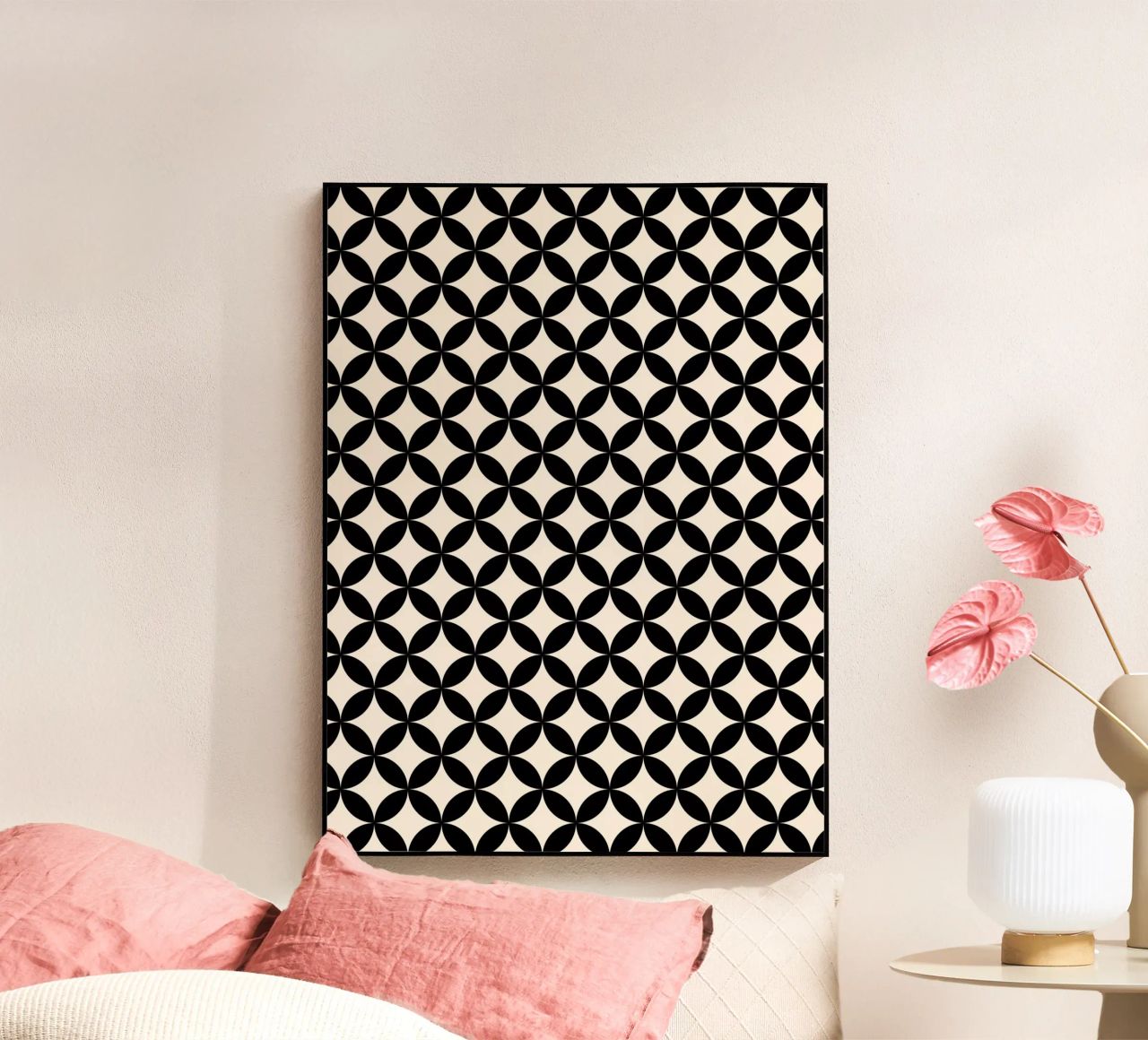 Minimal Basic Geometric Flower Pattern 2 | Nero su avorio plexiglass da Beauty in Simplicity