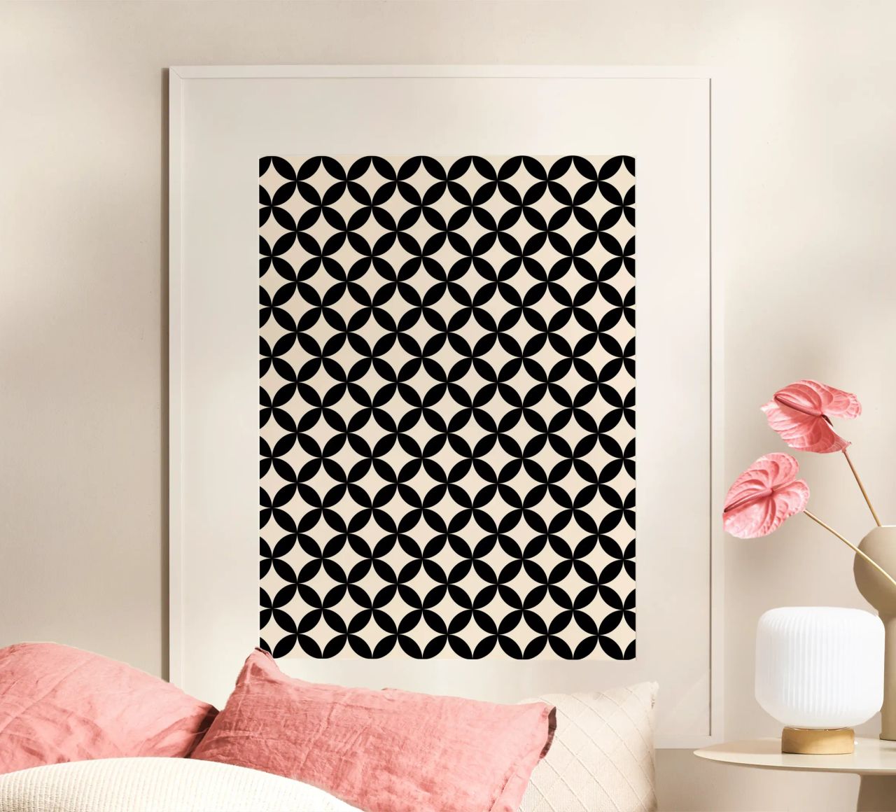 Minimal Basic Geometric Flower Pattern 2 | Nero su avorio carta hahnemühle da Beauty in Simplicity