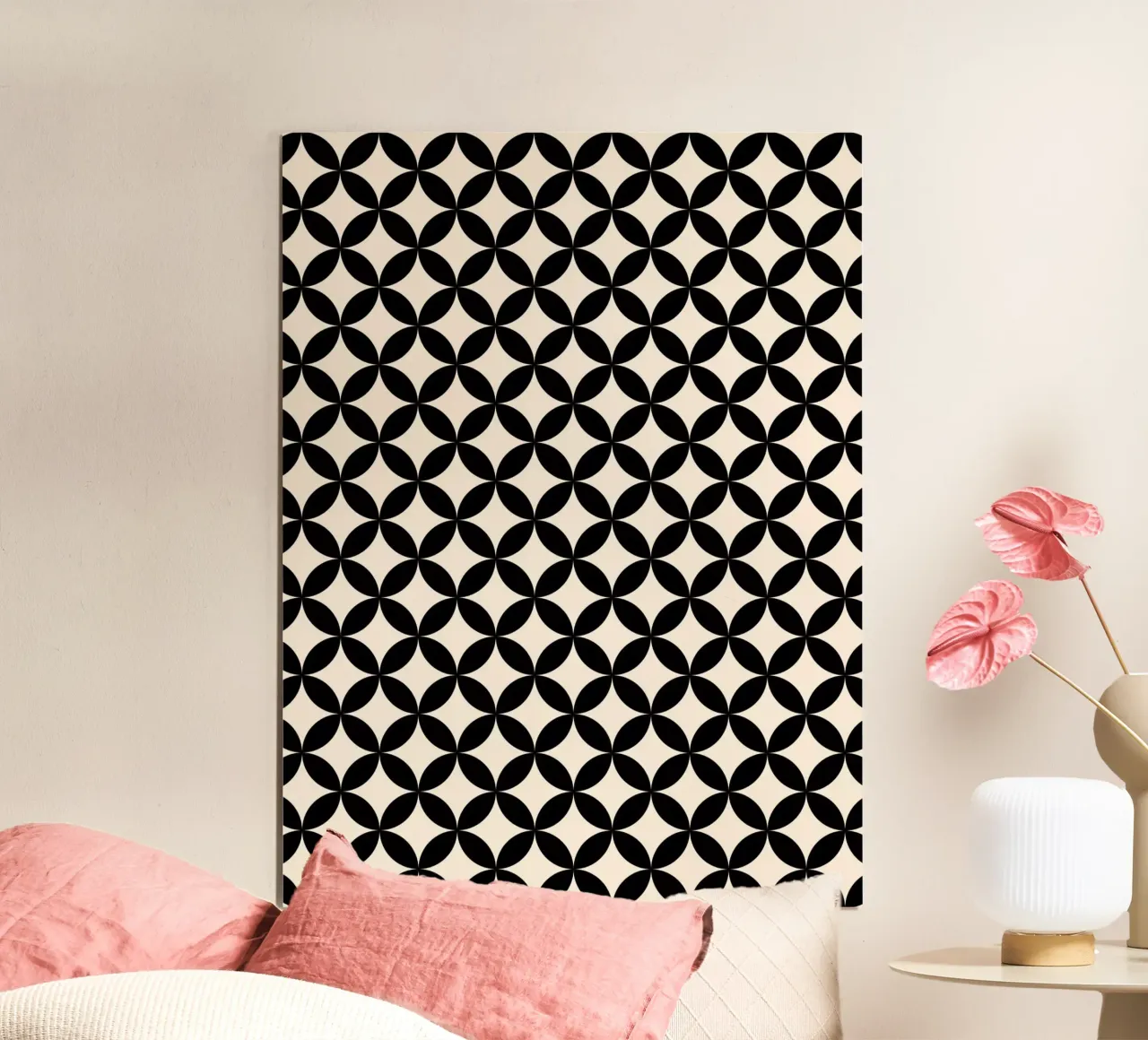 Minimal Basic Geometric Flower Pattern 2 | Nero su avorio poster da Beauty in Simplicity