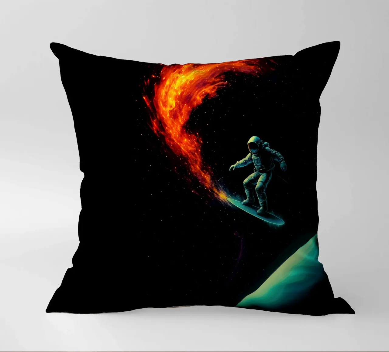 Cosmic Surfer: Nebula Ride cuscino da BadrBrand