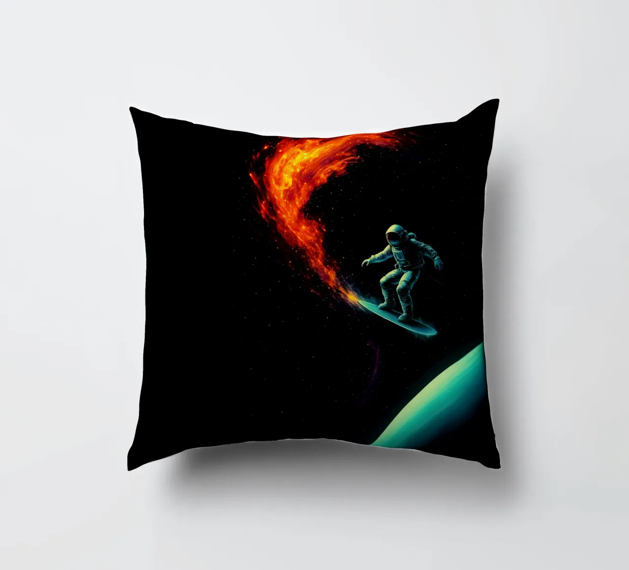 Cosmic Surfer: Nebula Ride cuscino da BadrBrand