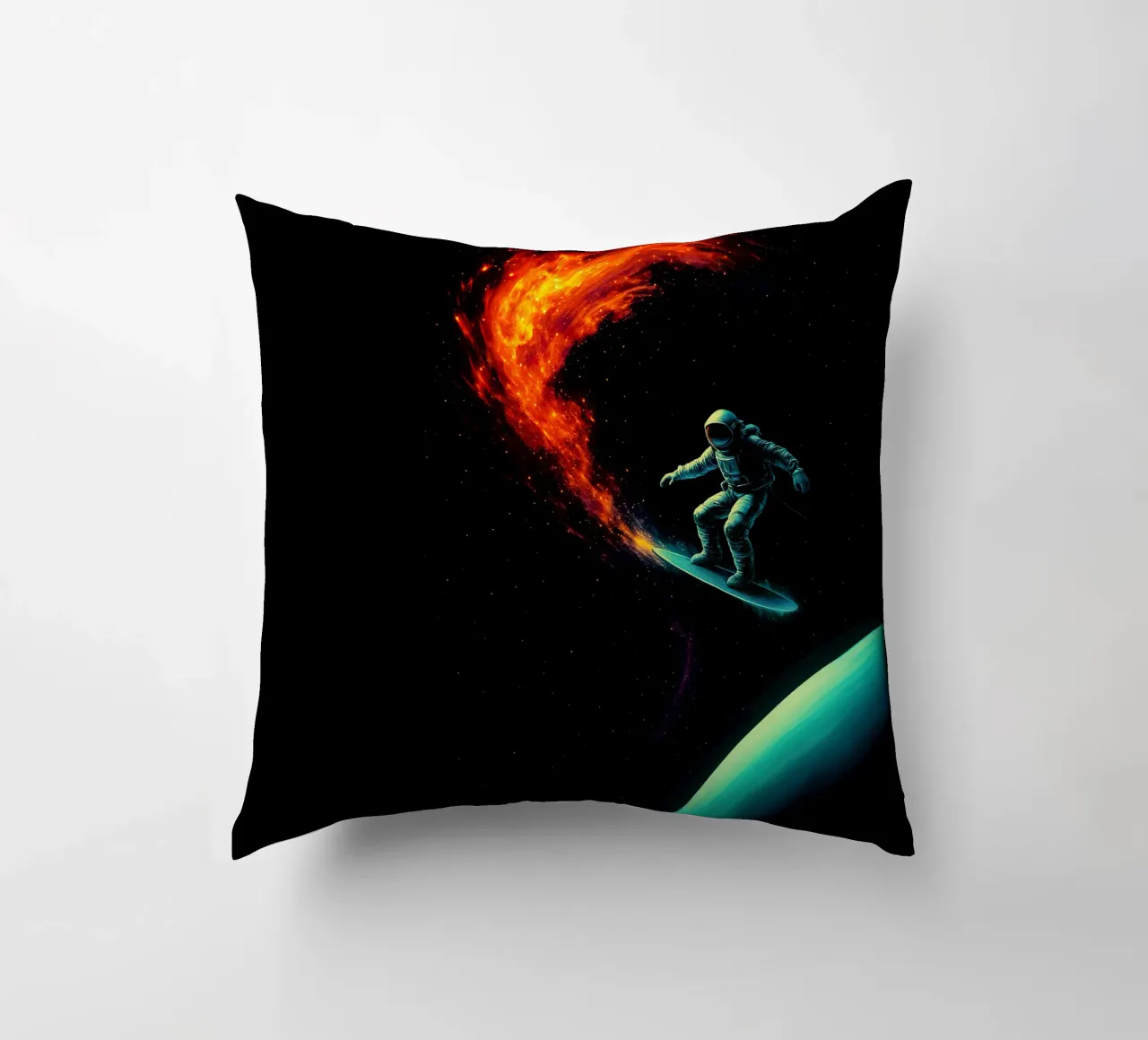 Cosmic Surfer: Nebula Ride cuscino da BadrBrand