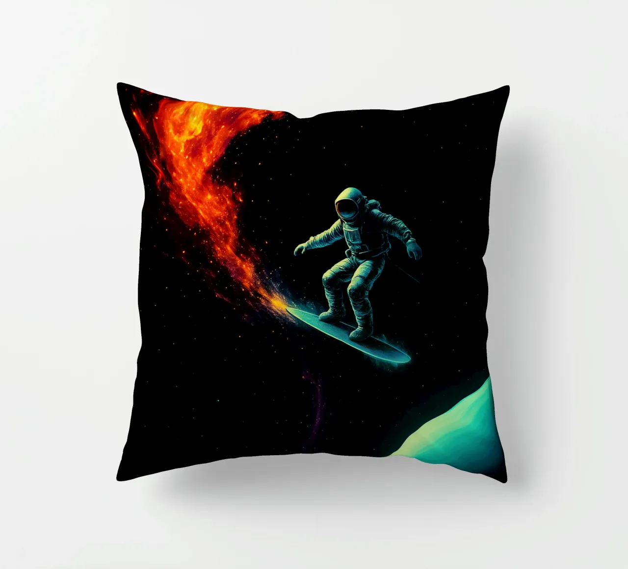 Cosmic Surfer: Nebula Ride cuscino da BadrBrand