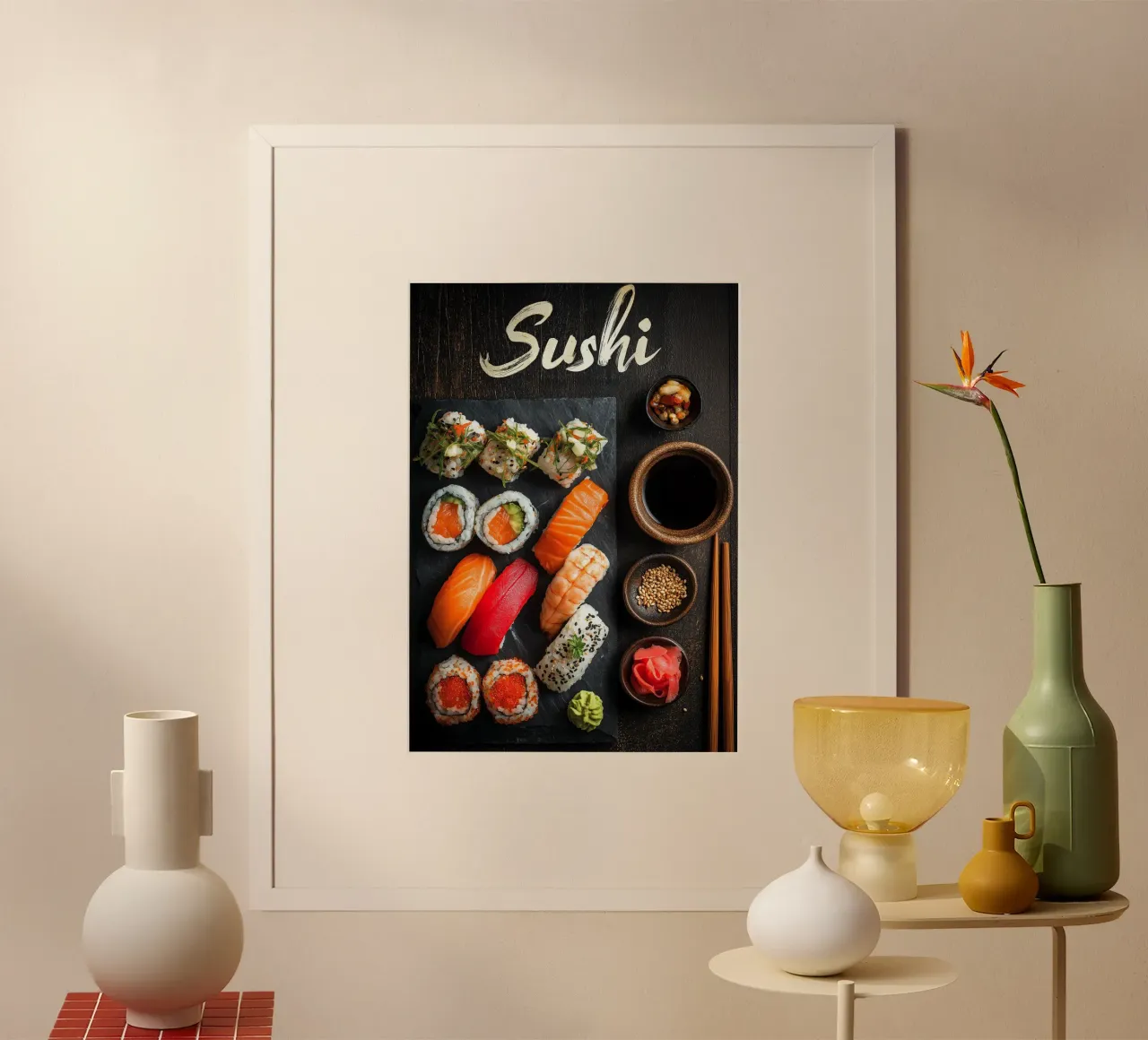 Sushi poster con telaio in alluminio da Fleur de Lys