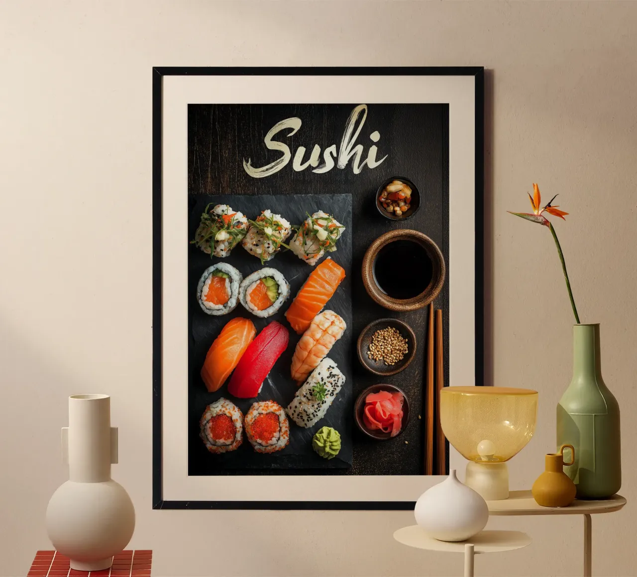 Sushi poster con telaio in alluminio da Fleur de Lys