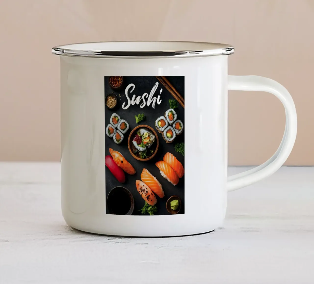 Sushi tazza in smalto da Fleur de Lys