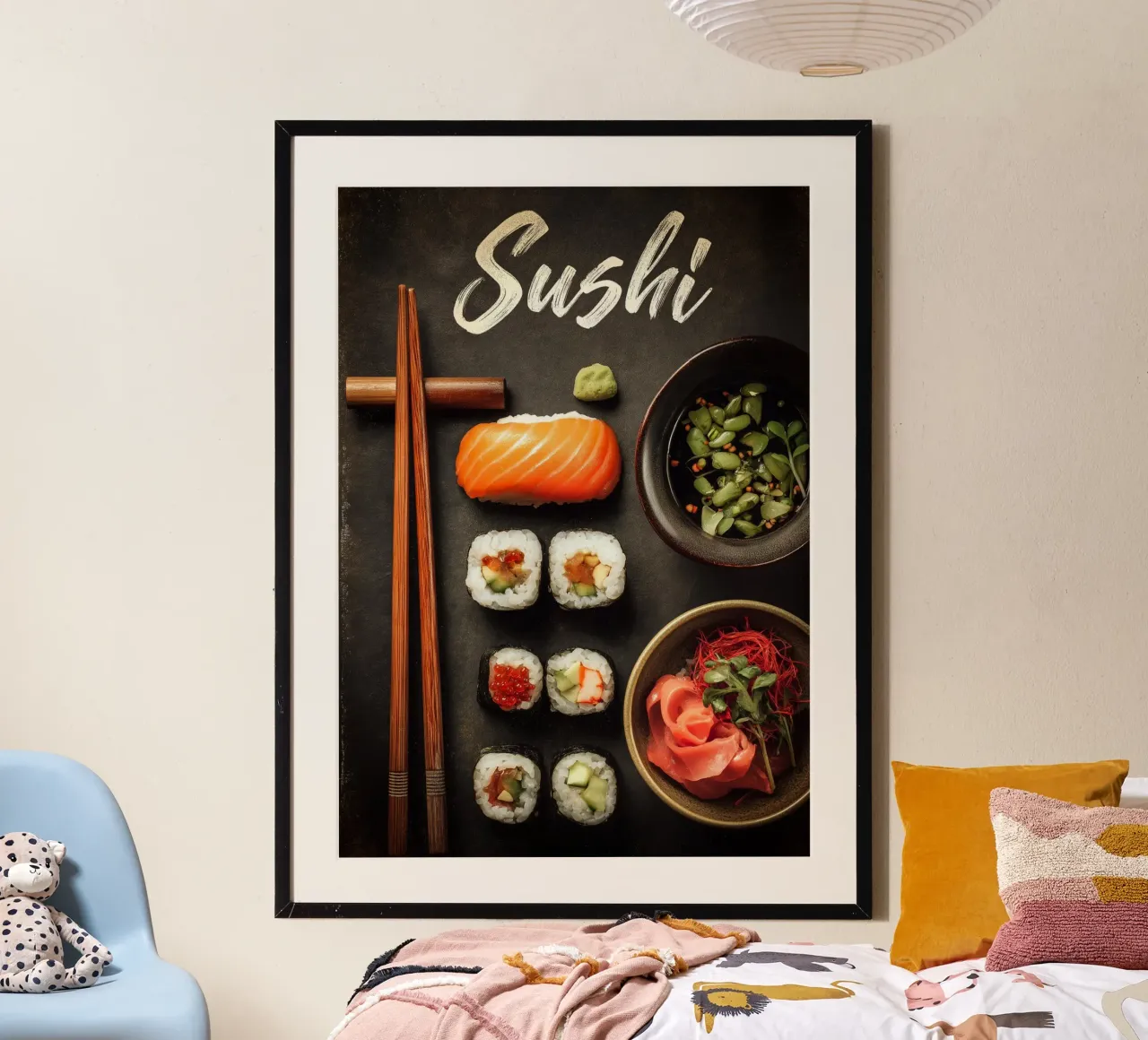 Sushi poster con telaio in legno da Fleur de Lys