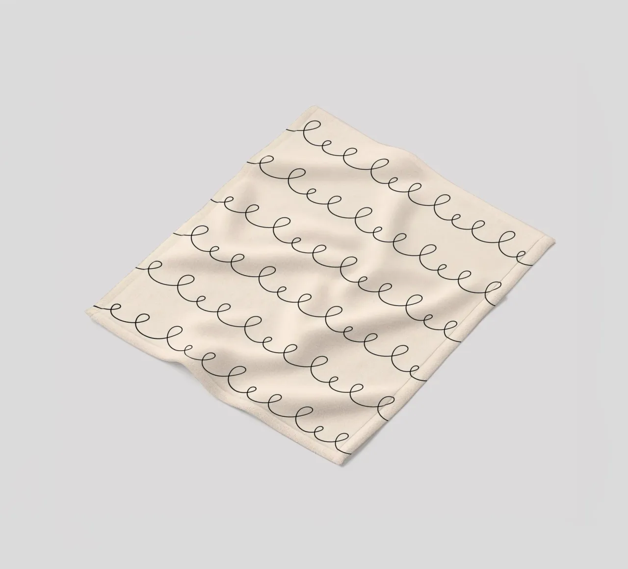 Minimal Geometric Looping Lines Zeichnung | Schwarz auf Elfenbein Fleecedecke von Beauty in Simplicity