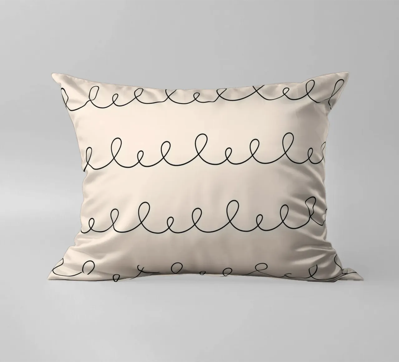 Minimal Geometric Looping Lines Drawing | Black on Ivory decorative cushion by Beauty in Simplicity