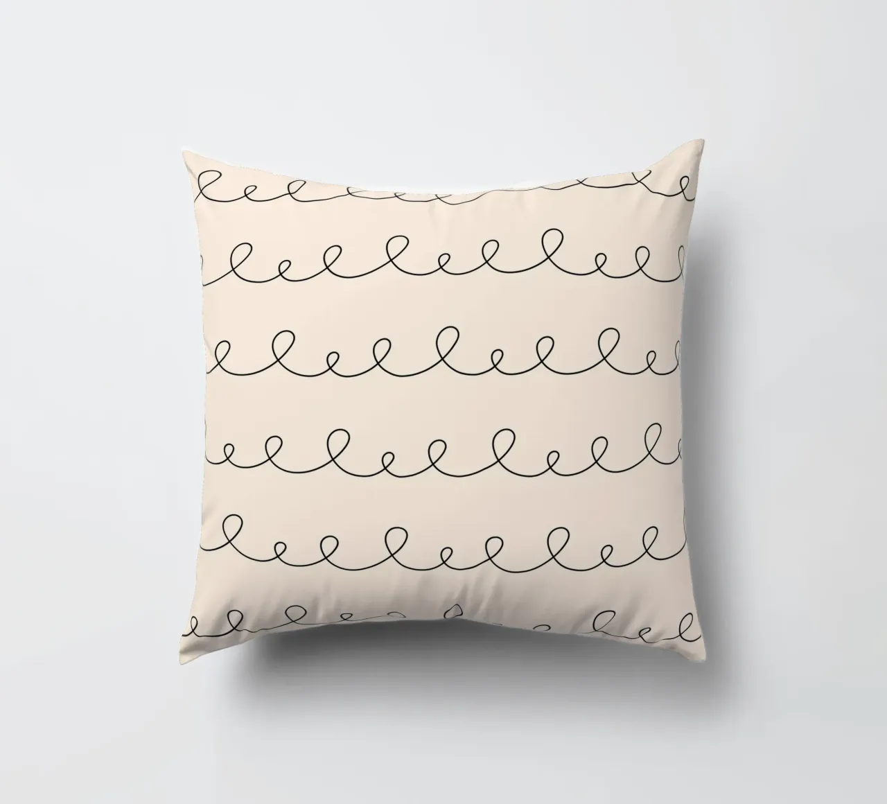 Minimal Geometric Looping Lines Drawing | Black on Ivory decorative cushion by Beauty in Simplicity