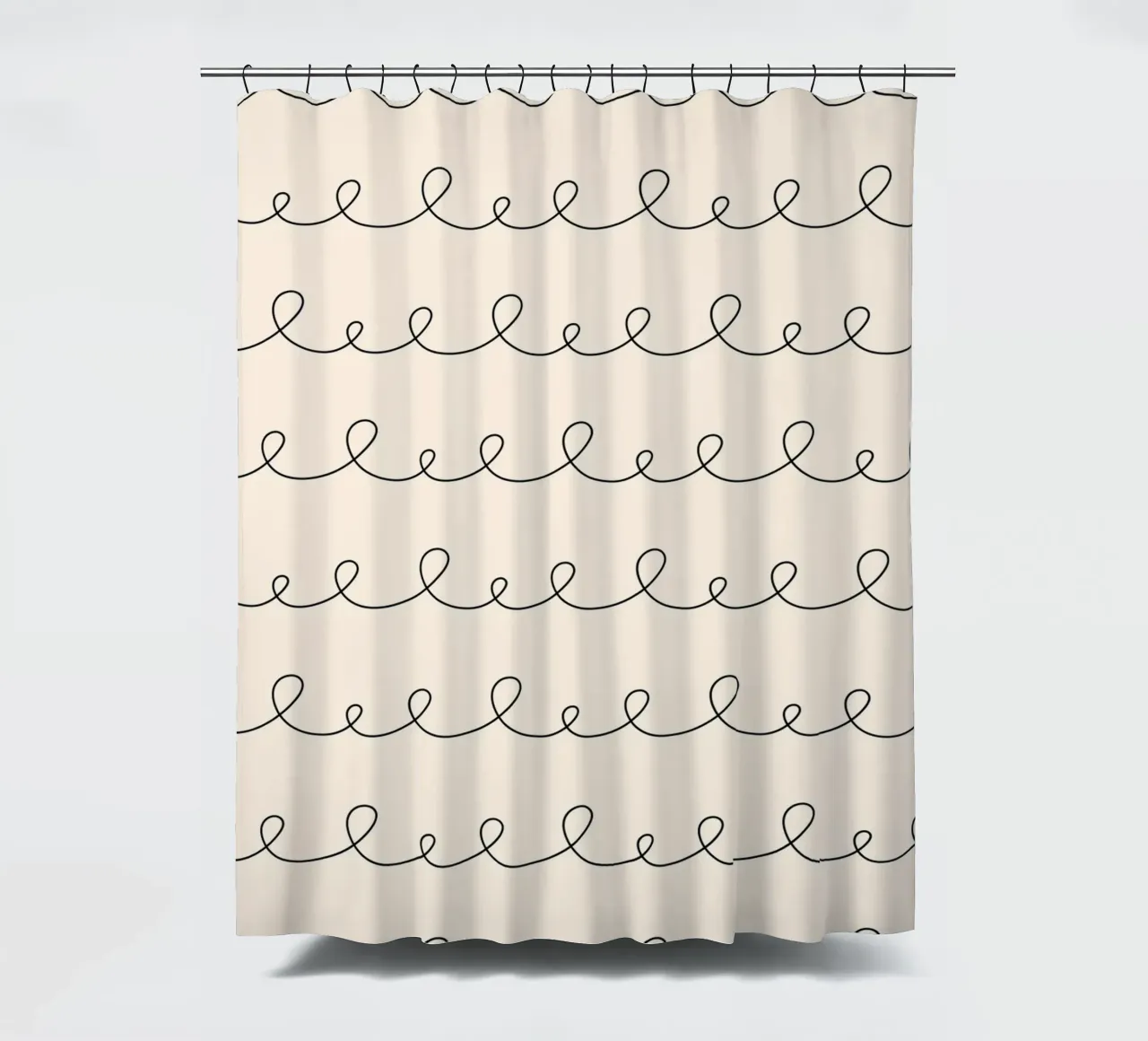 Minimal Geometric Looping Lines Zeichnung | Schwarz auf Elfenbein Duschvorhang von Beauty in Simplicity