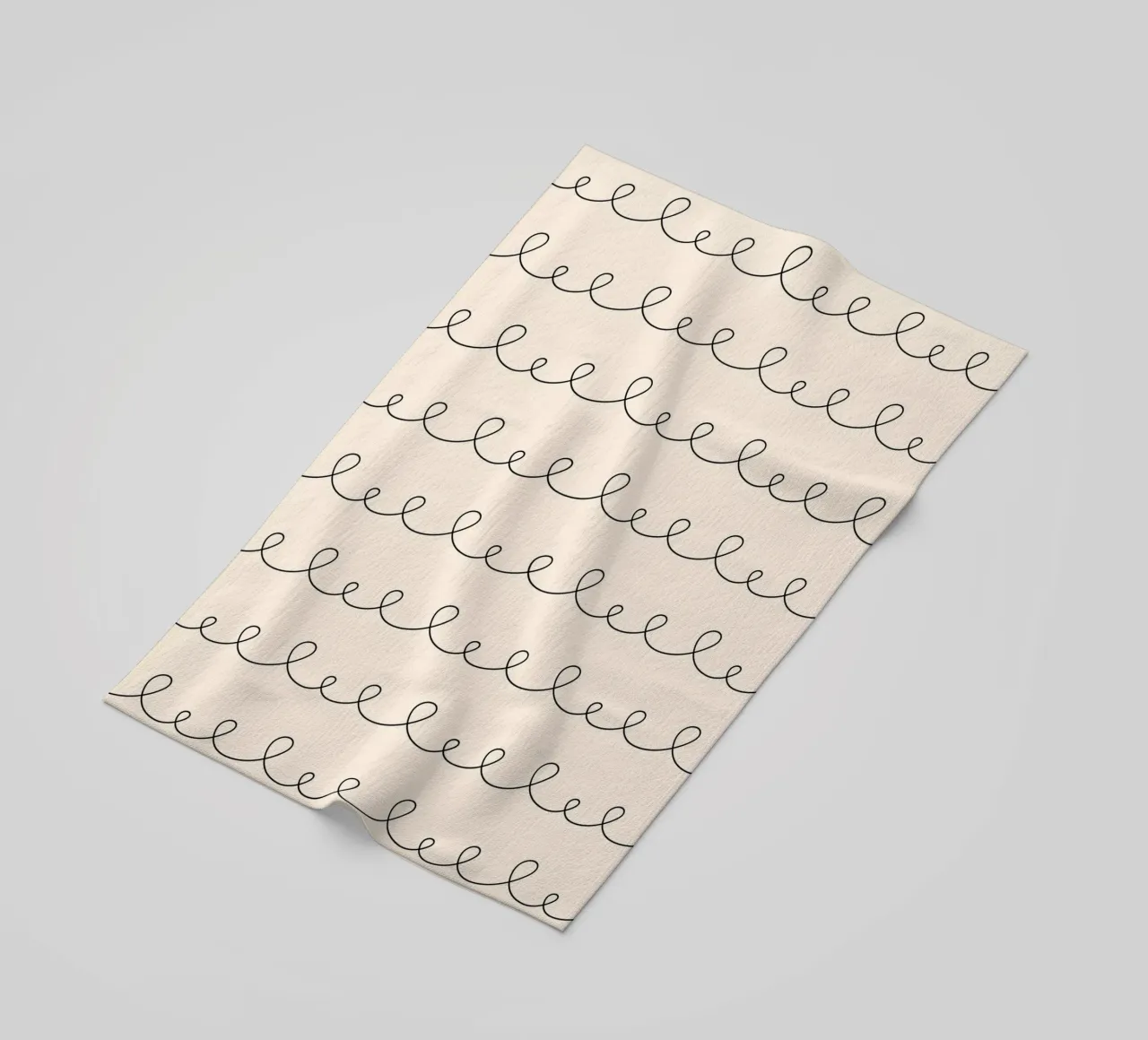 Minimal Geometric Looping Lines Drawing | Black on Ivory beach towel by Beauty in Simplicity