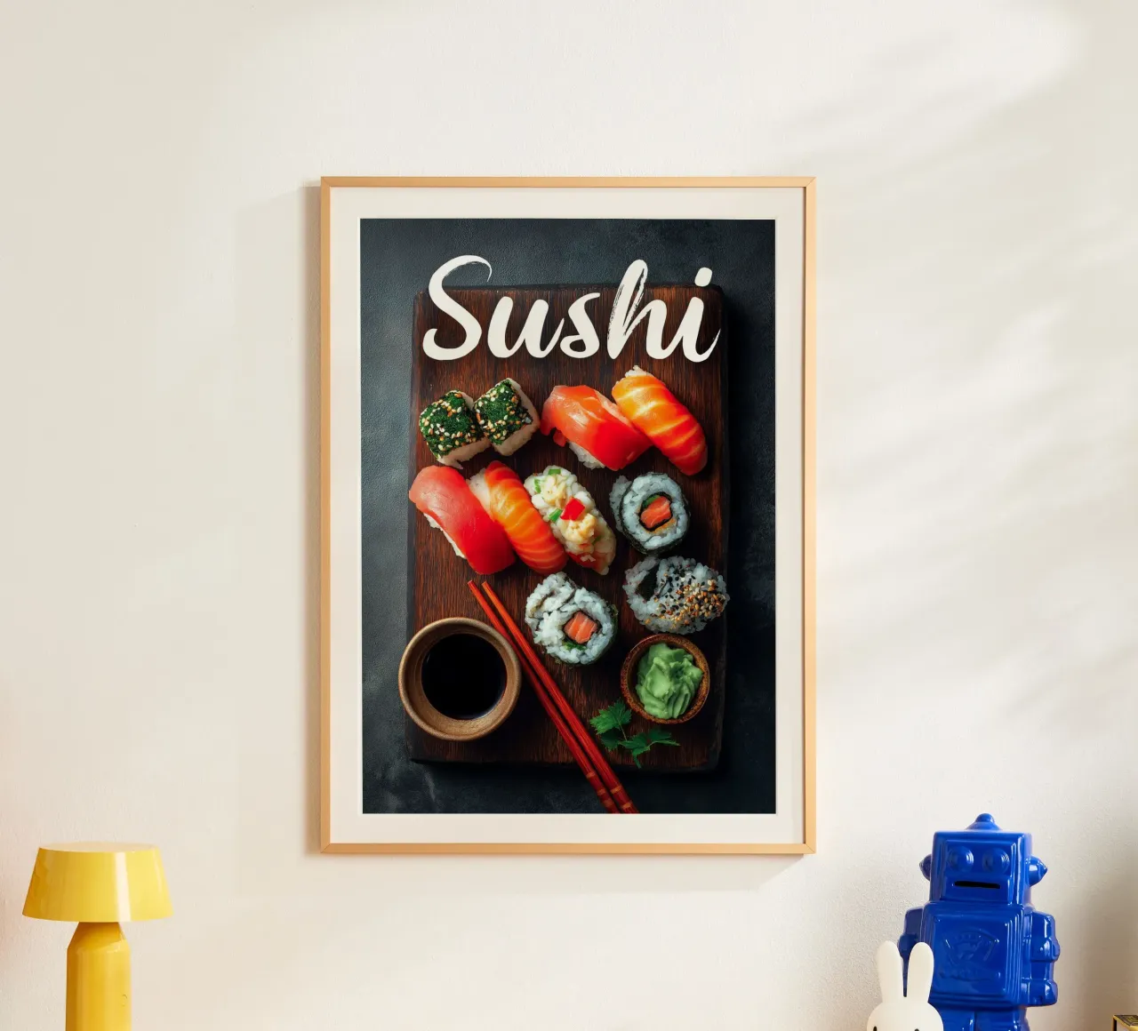 Sushi poster con telaio in legno da Fleur de Lys