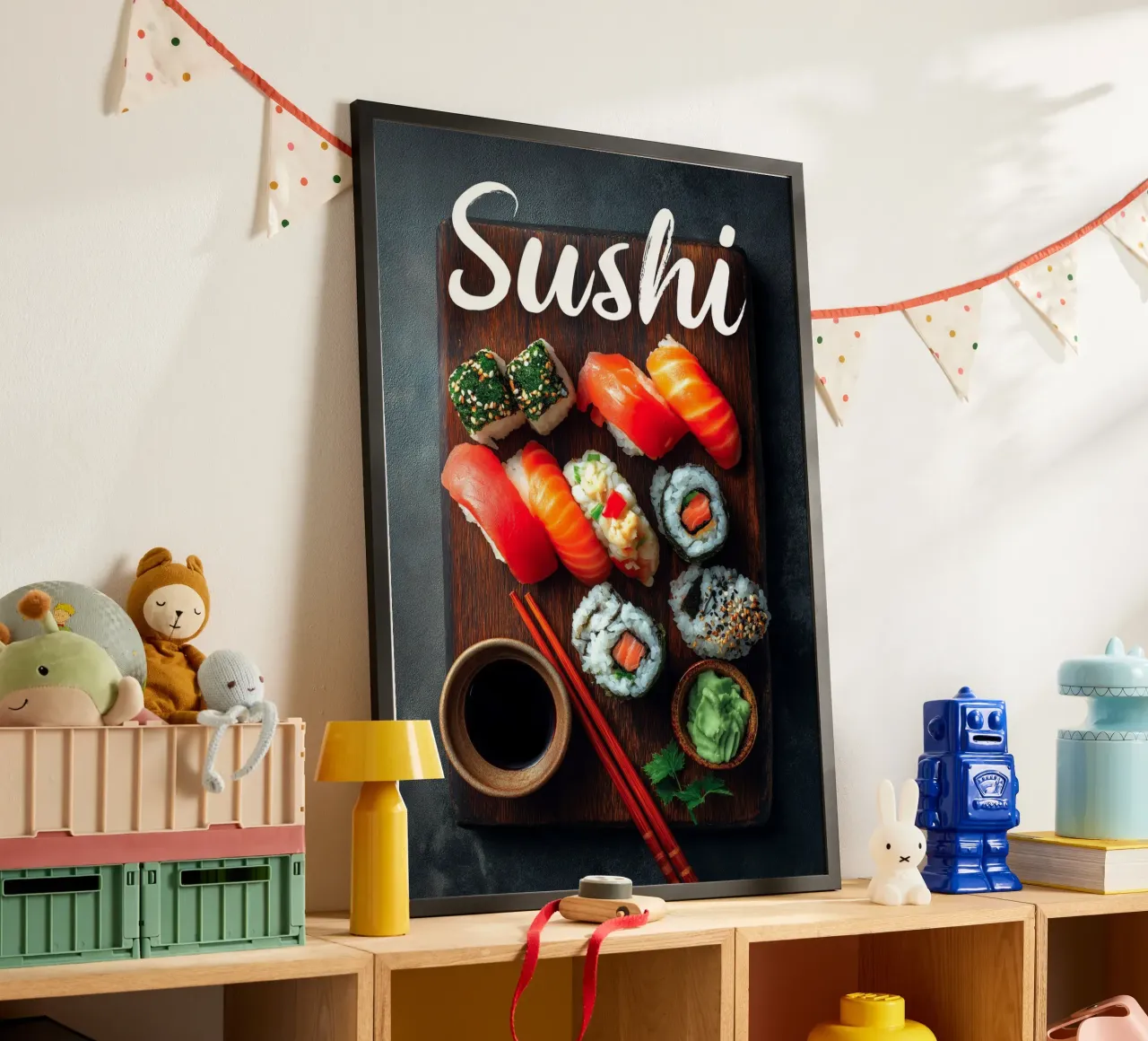 Sushi poster con telaio in legno da Fleur de Lys