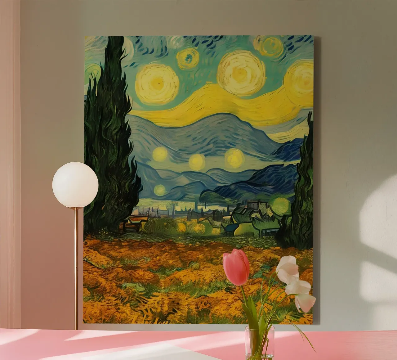 yellow swirls green tela con Cornice a cassetta da lily
