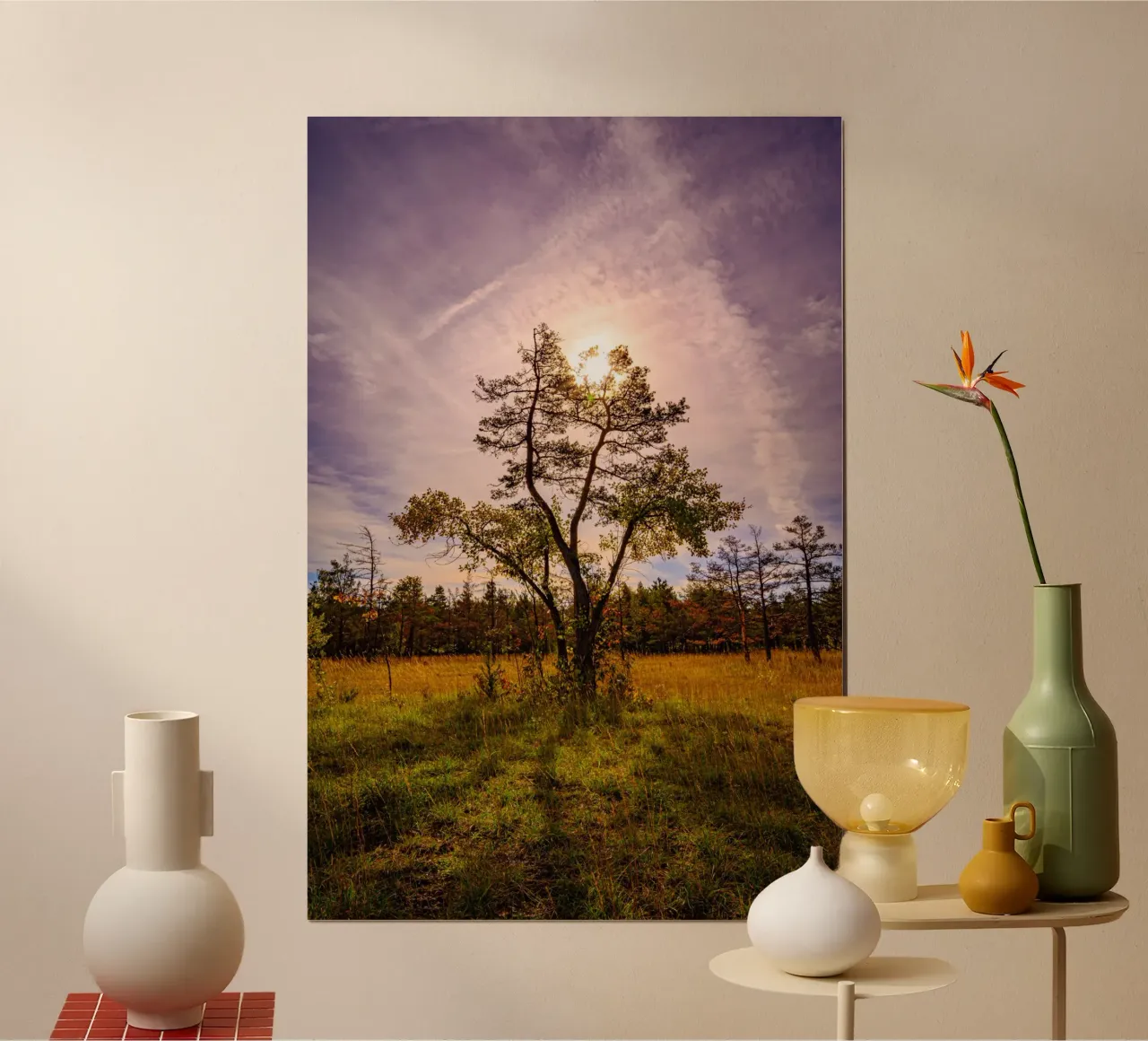 Zon achter een loofboom poster van Marcus Beckert | Fotografie