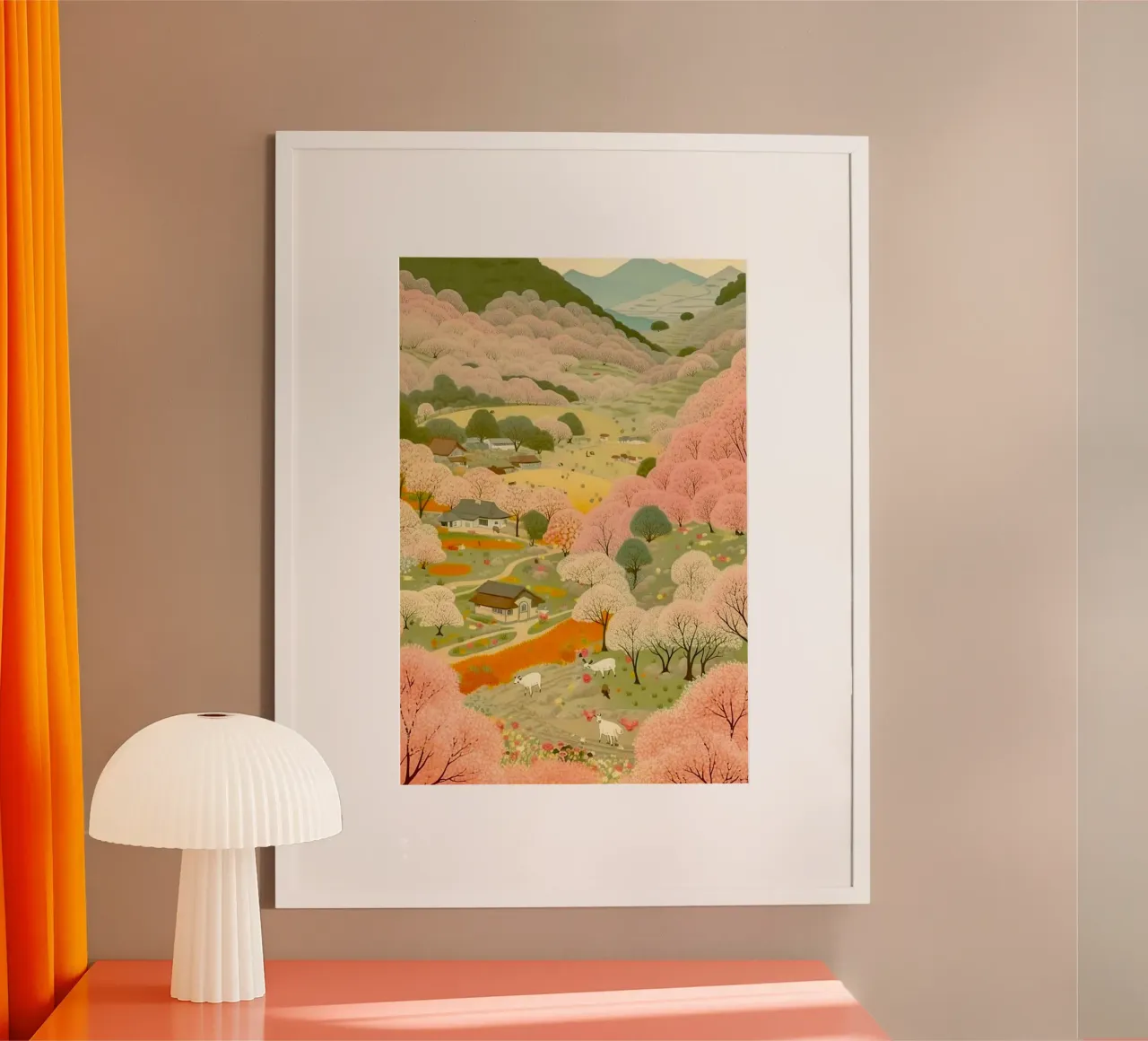 village spring poster con telaio in alluminio da lily