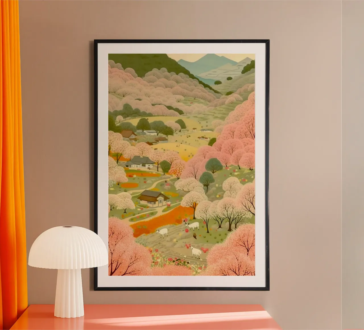 village spring poster con telaio in alluminio da lily