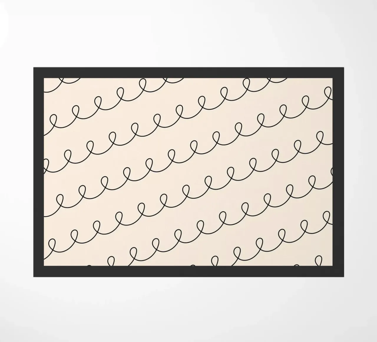 Minimal Geometric Looping Lines Zeichnung 2 | Schwarz auf Elfenbein Fußmatte von Beauty in Simplicity