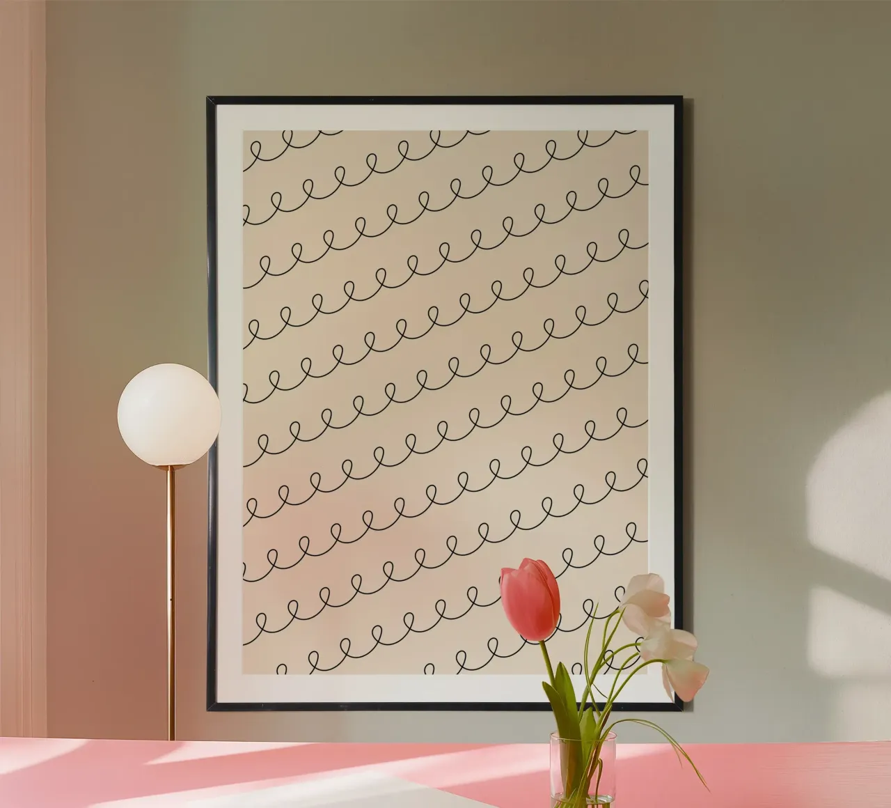 Minimal Geometric Looping Lines Zeichnung 2 | Schwarz auf Elfenbein Hahnemühle von Beauty in Simplicity