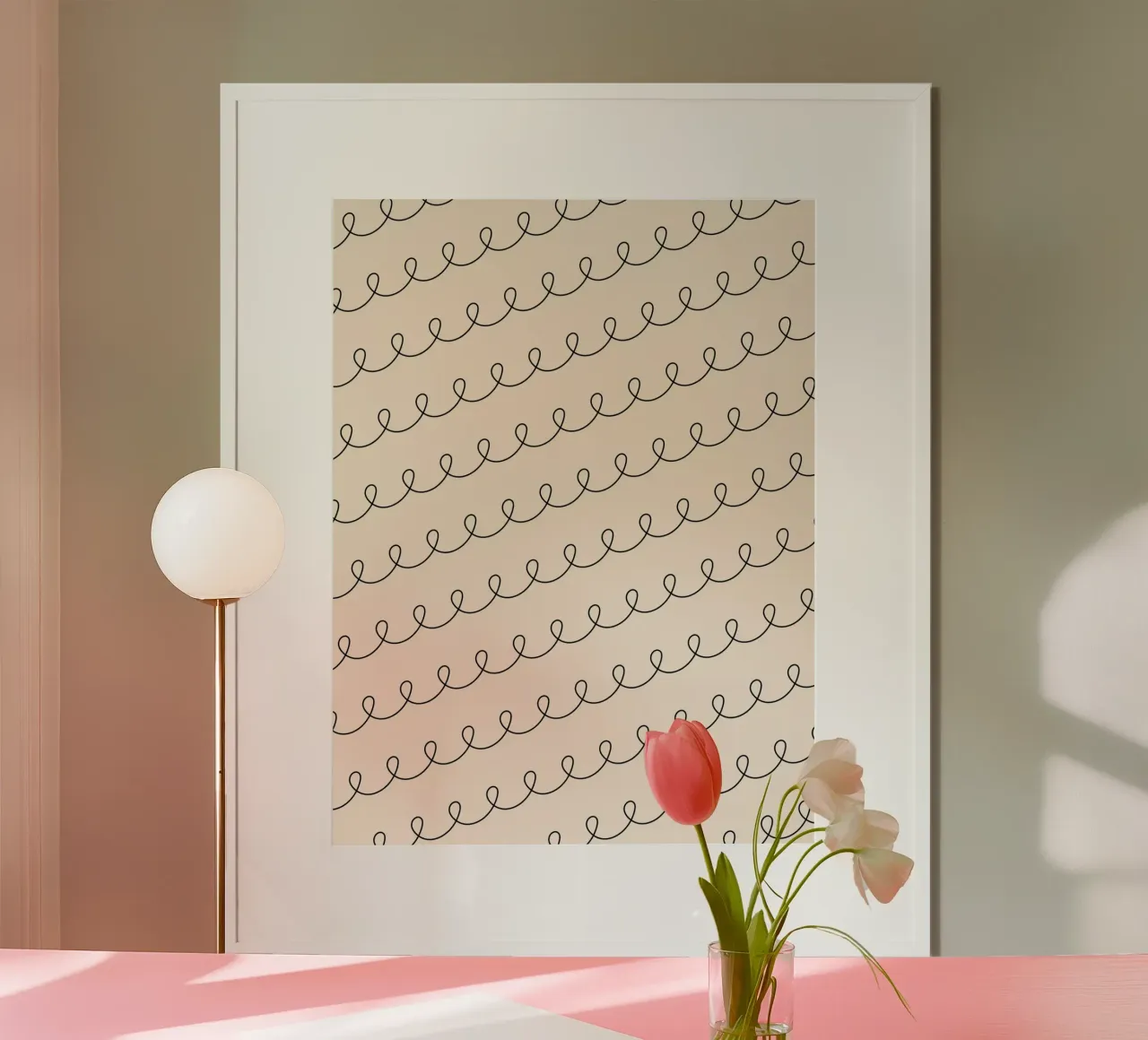 Minimal Geometric Looping Lines Zeichnung 2 | Schwarz auf Elfenbein Hahnemühle von Beauty in Simplicity