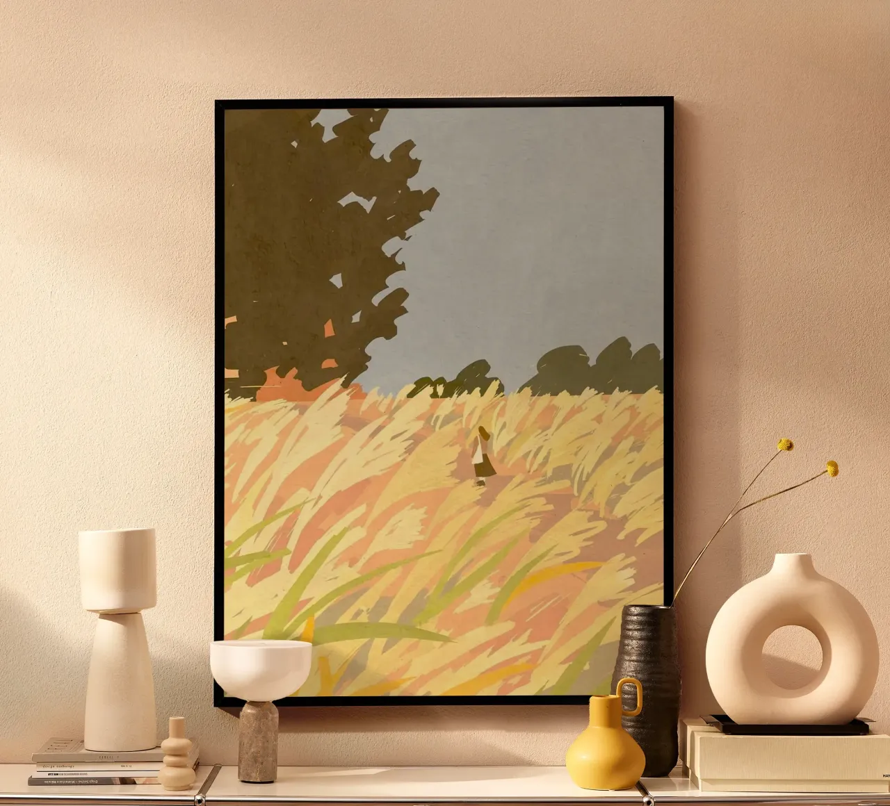 pasture vegetation poster con telaio in legno da lily
