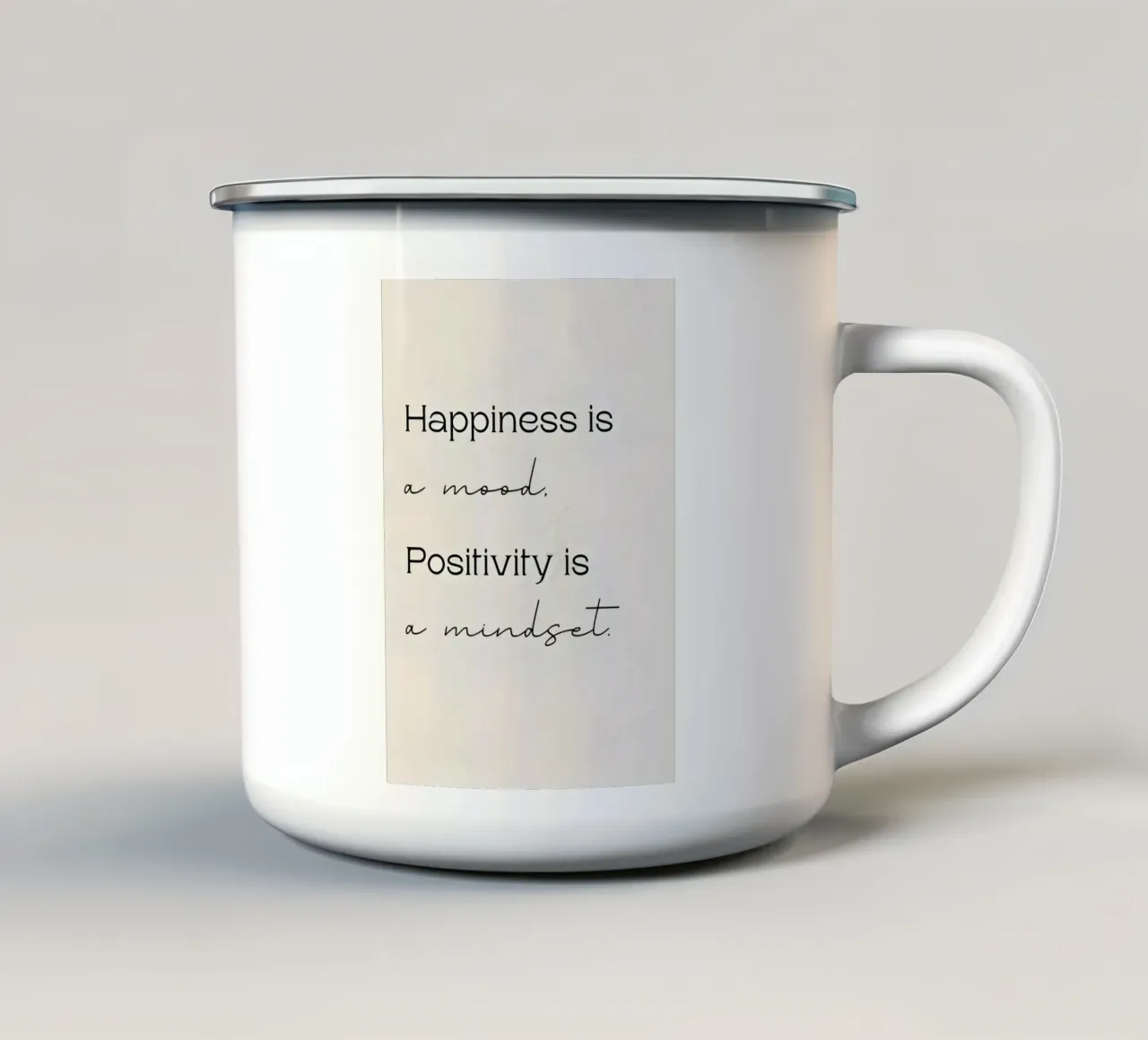 Happiness a mood tazza in smalto da Type & Tape