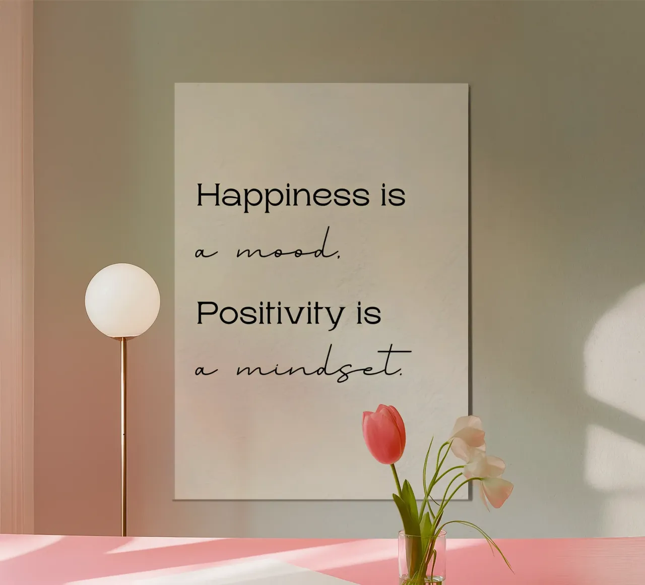 Happiness a mood poster con telaio in plastica da Type & Tape