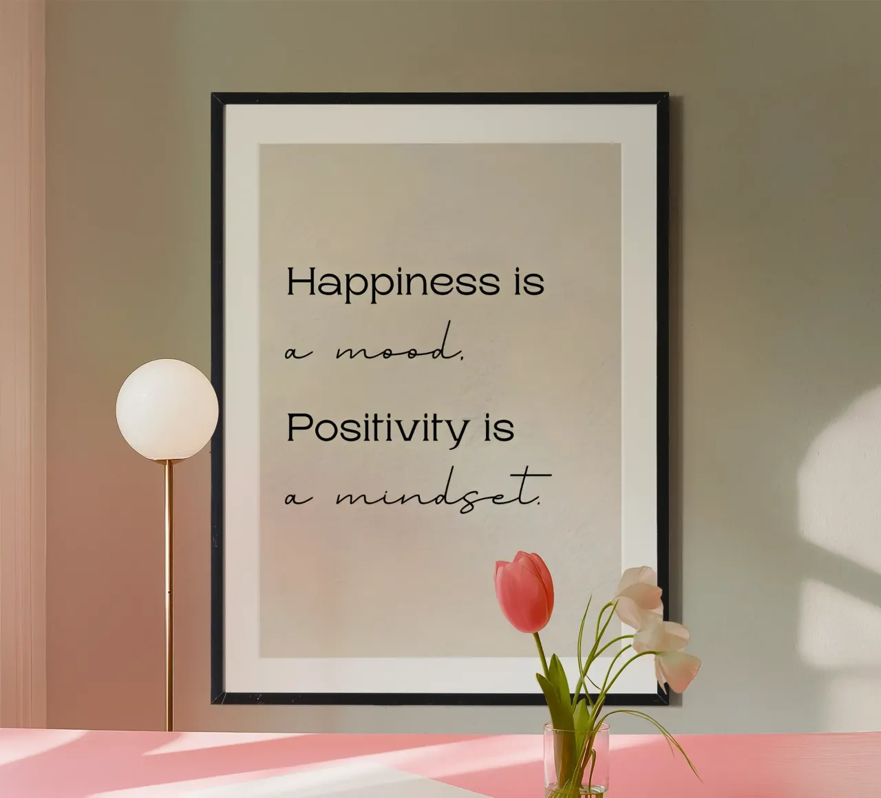 Happiness a mood poster con telaio in plastica da Type & Tape