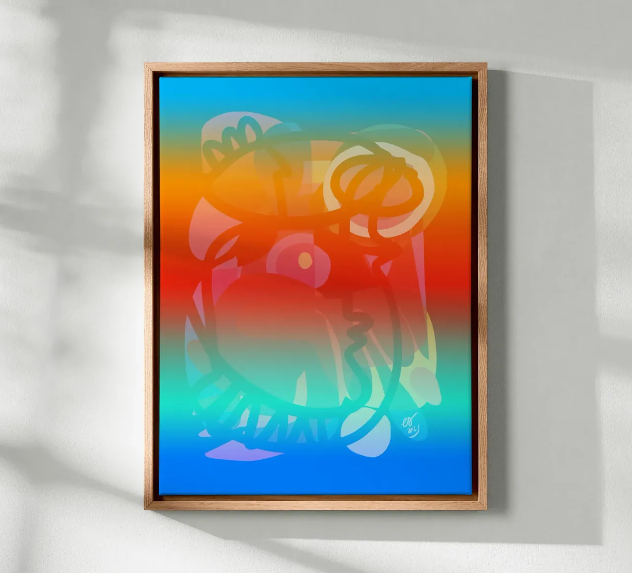 Mystieke Sjamaan Droomlandschap - Abstracte Visie canvas met Baklijst van Abstract and Patterns