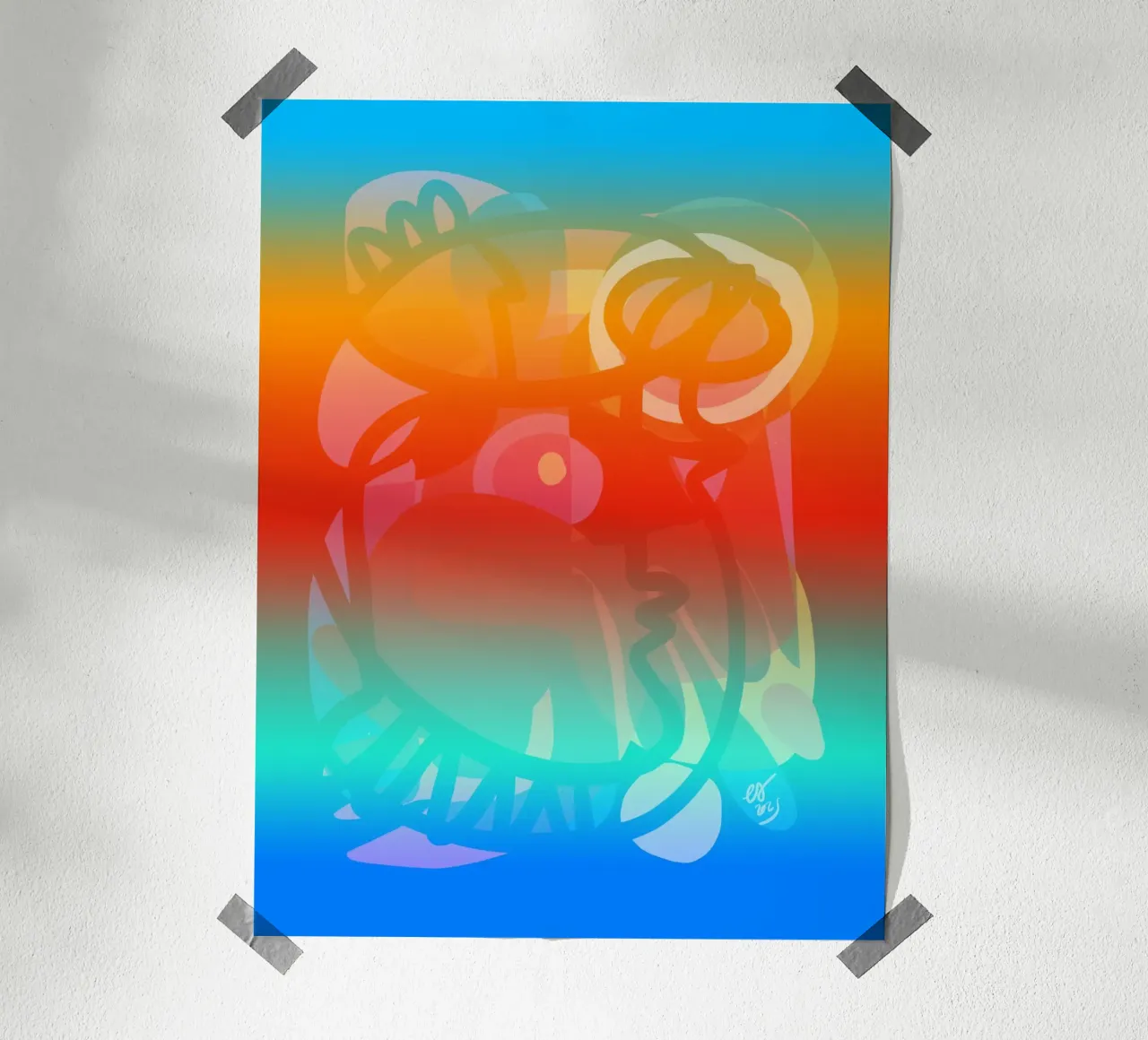 Mystieke Sjamaan Droomlandschap - Abstracte Visie poster met aluminium frame van Abstract and Patterns