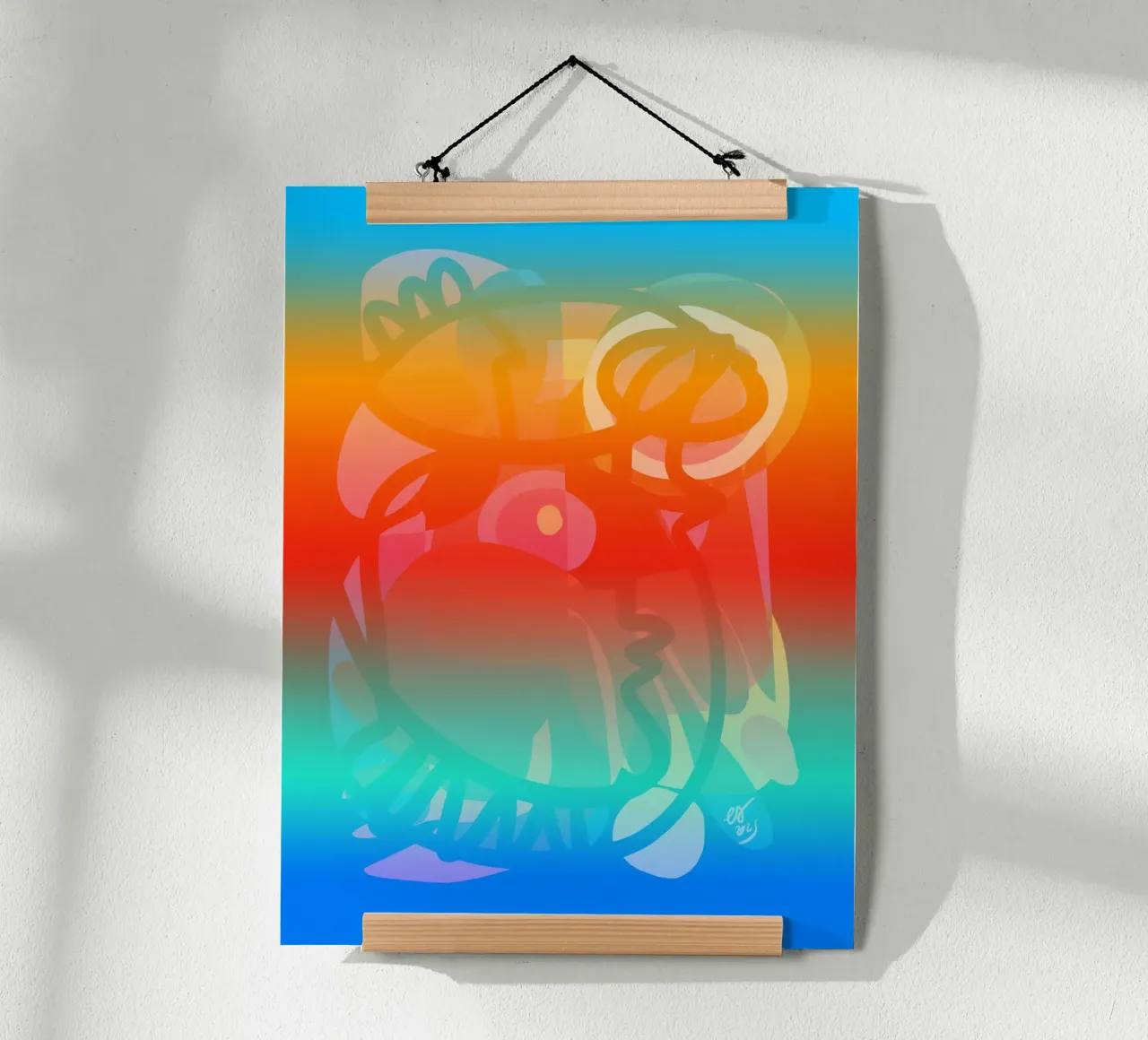 Mystieke Sjamaan Droomlandschap - Abstracte Visie poster met aluminium frame van Abstract and Patterns