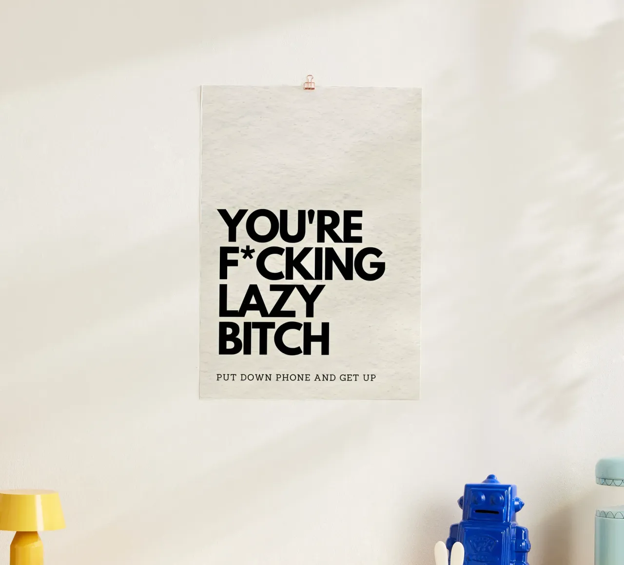 LAZY poster con telaio in alluminio da Type & Tape