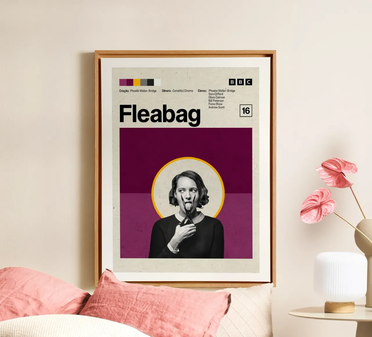 Minimalist Movie Action Fleabag canvas with Floater frame by jhomekhonde