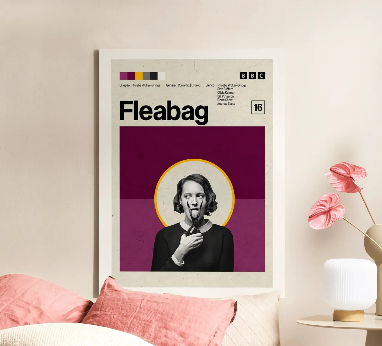 Minimalist Movie Action Fleabag canvas with Floater frame by jhomekhonde