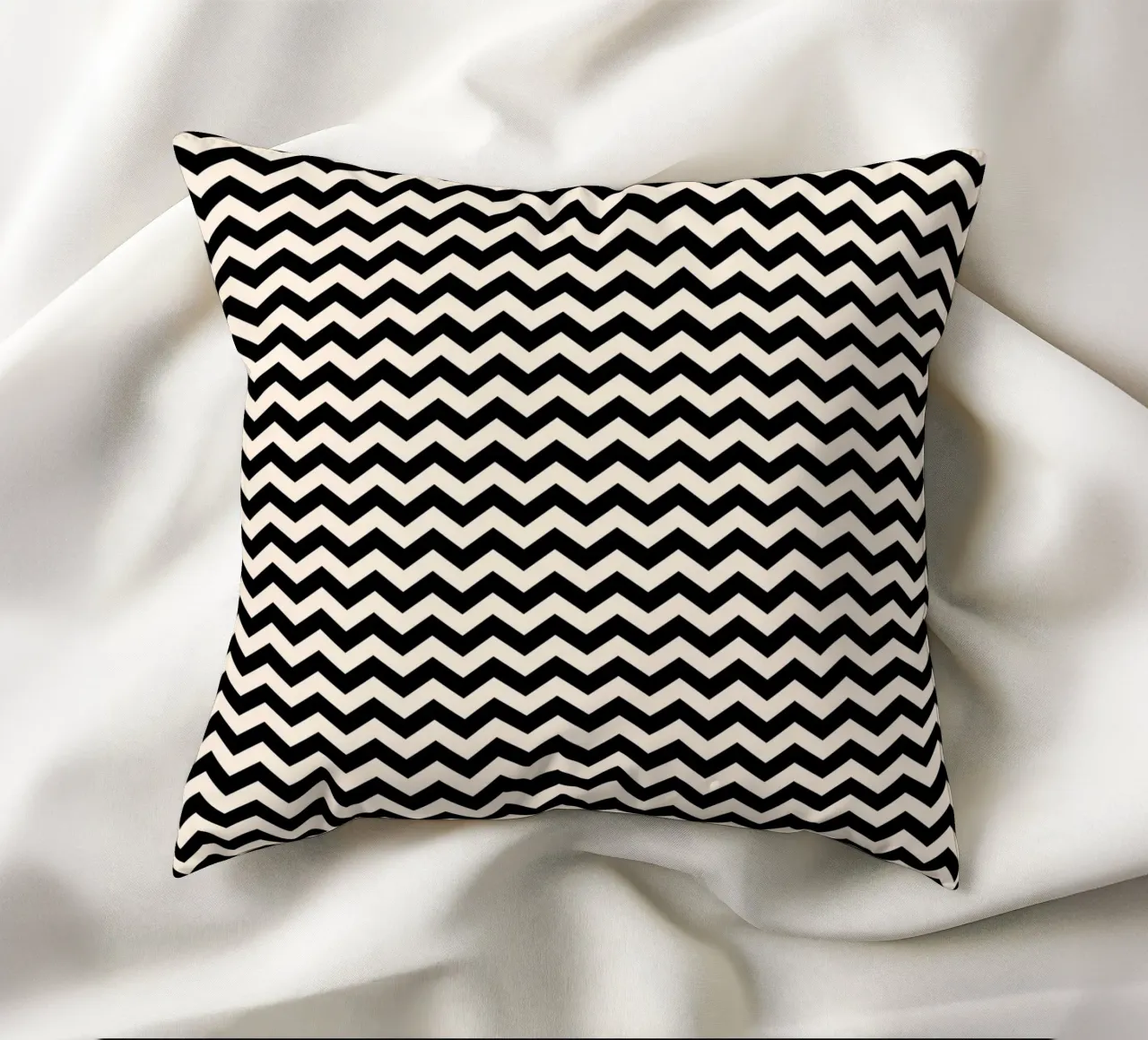 Minimal Chic Basic Chevron Pattern | Black and Ivory decorative cushion by Beauty in Simplicity