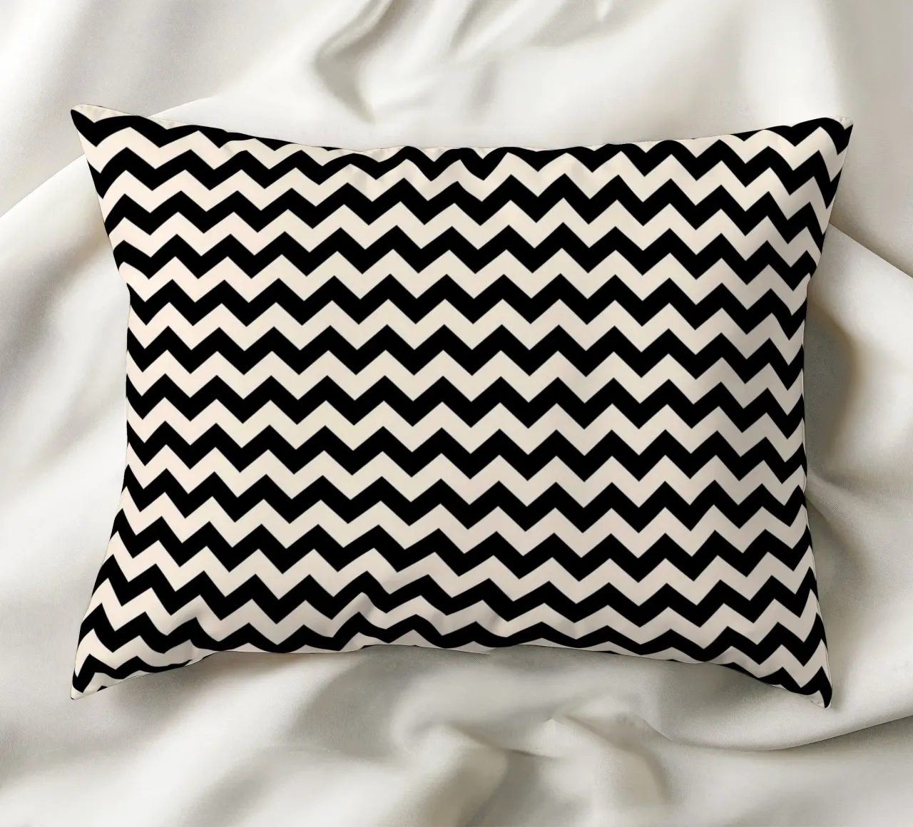 Minimal Chic Basic Chevron Pattern | Black and Ivory decorative cushion by Beauty in Simplicity