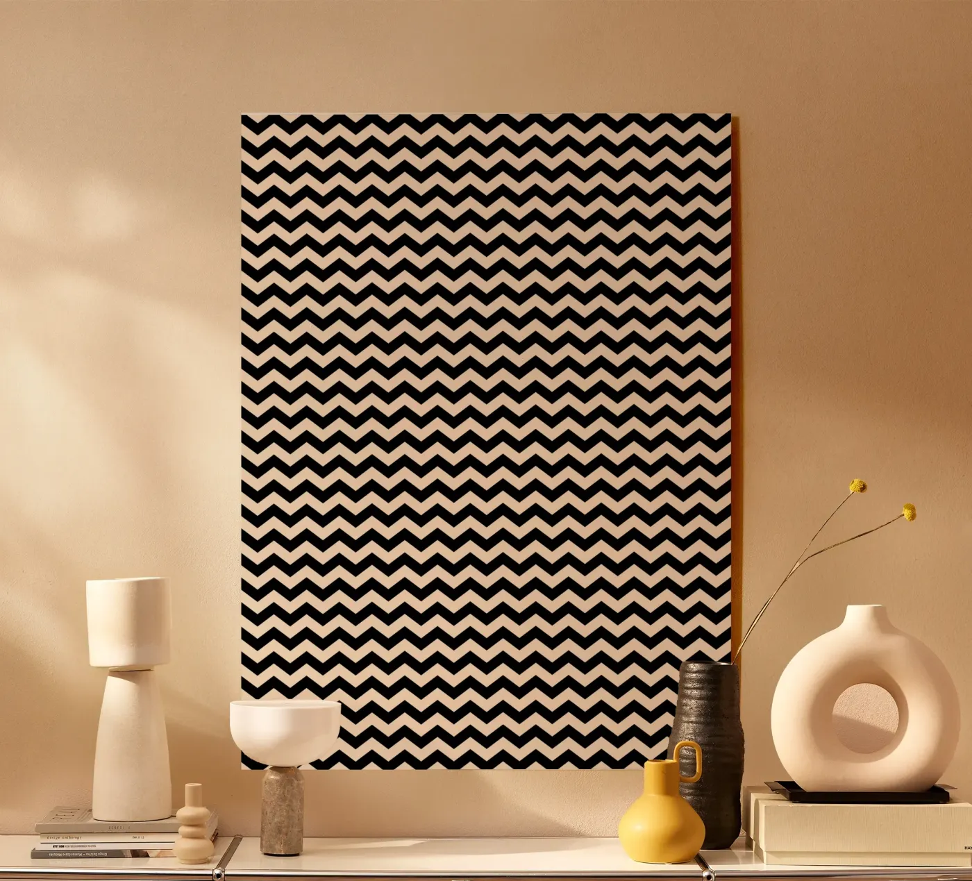 Minimal Chic Basic Chevron Pattern | Black and Ivory acryl van Beauty in Simplicity