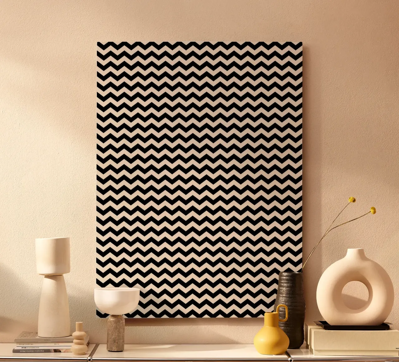 Minimal Chic Basic Chevron Pattern | Nero e Avorio alluminio dibond da Beauty in Simplicity