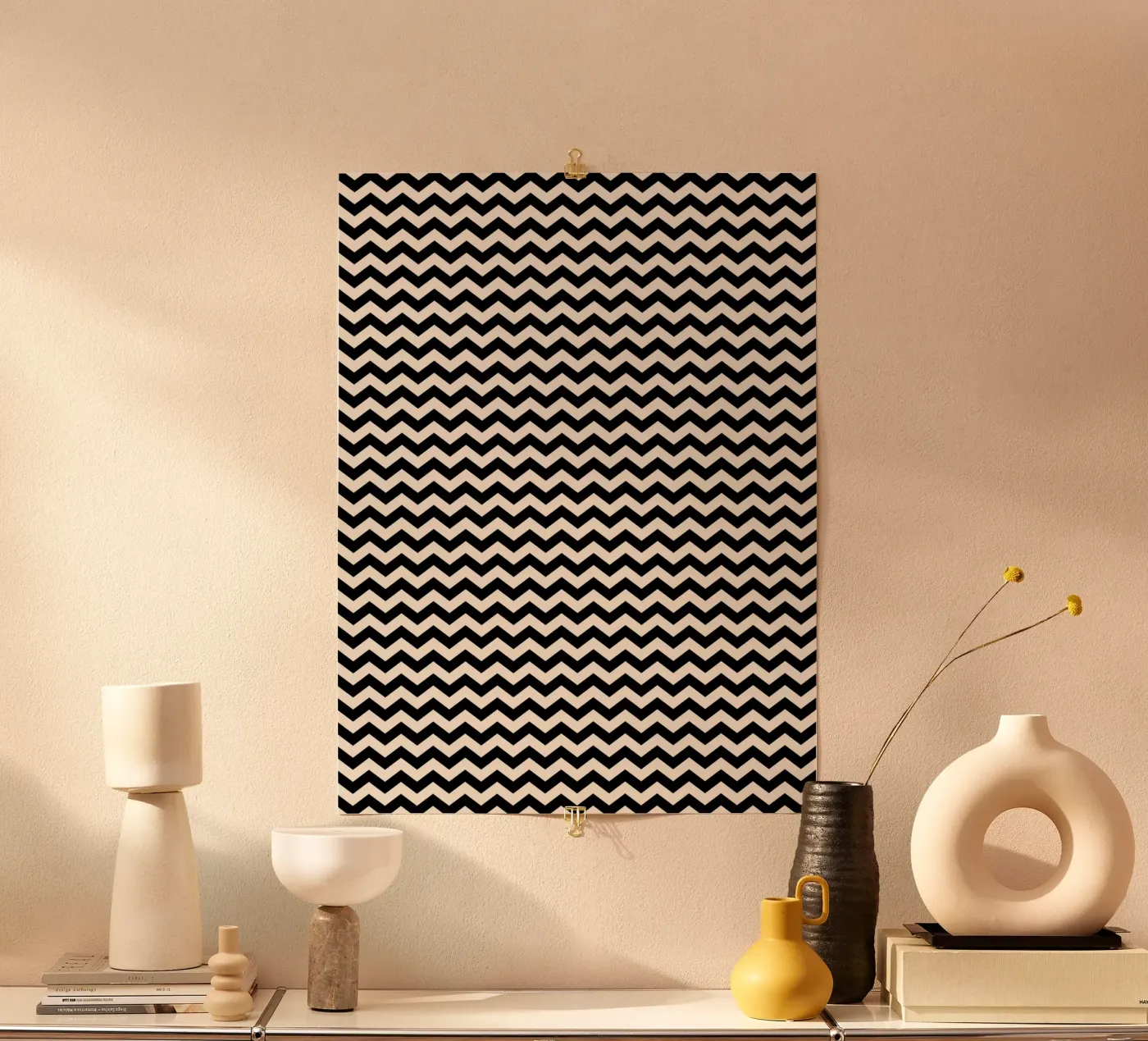 Minimal Chic Basic Chevron Pattern | Black and Ivory poster van Beauty in Simplicity