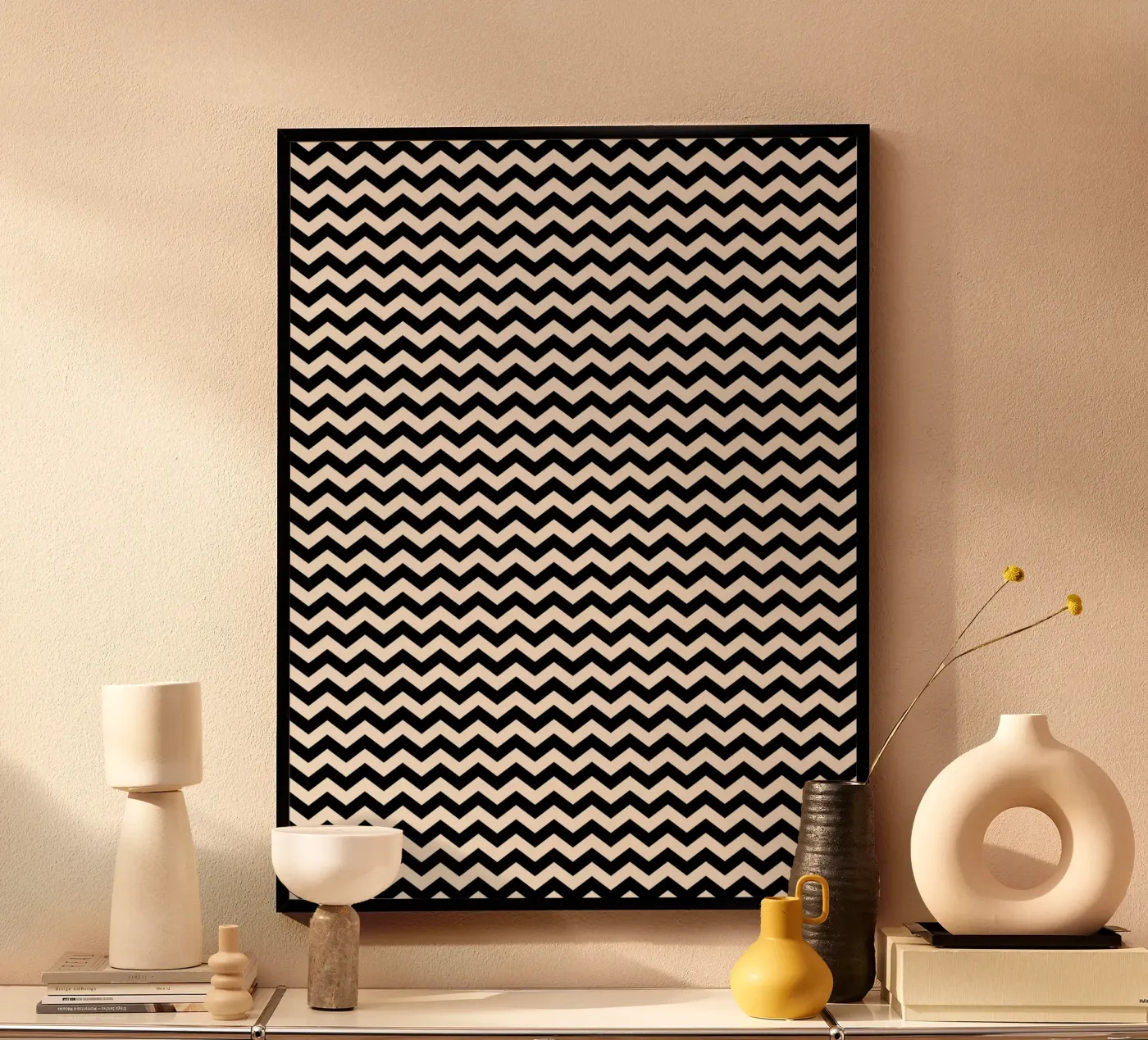 Minimal Chic Basic Chevron Pattern | Black and Ivory poster van Beauty in Simplicity